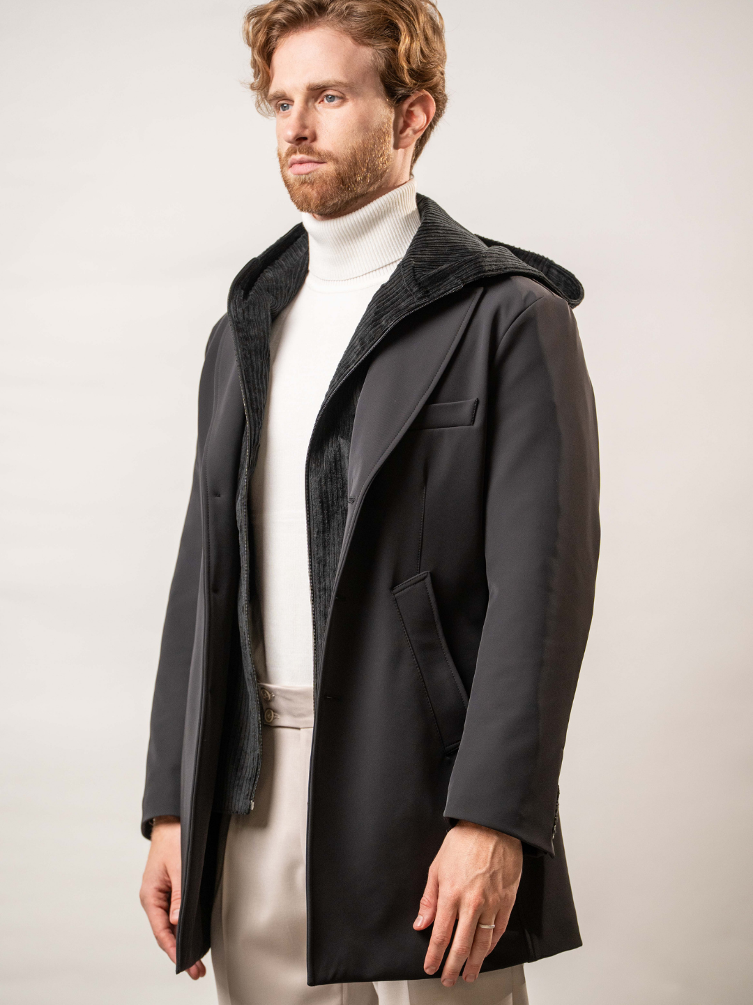 Cappotto in nylon con riporti in velluto - Karl Mommoo