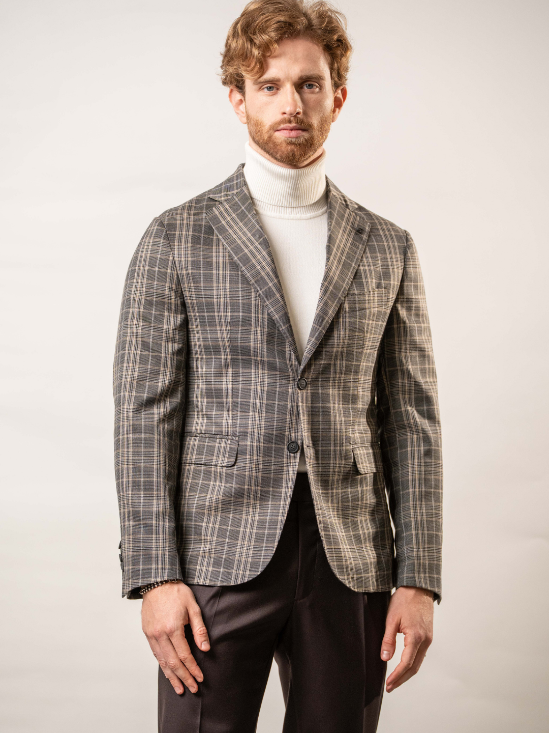 Giacca check beige - Karl Mommoo