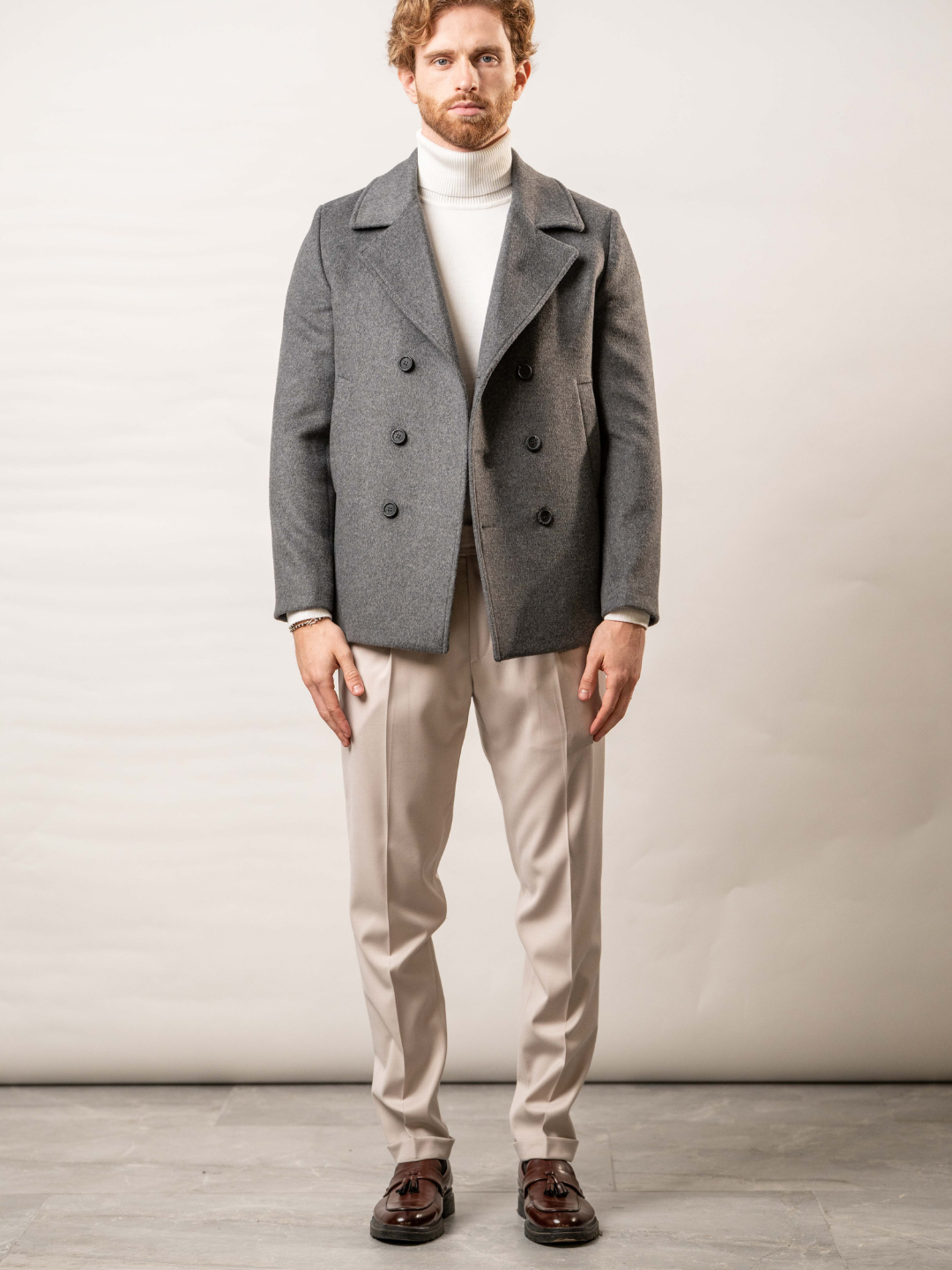 Cappotto picot doppiopetto in misto lana – Karl Mommoo