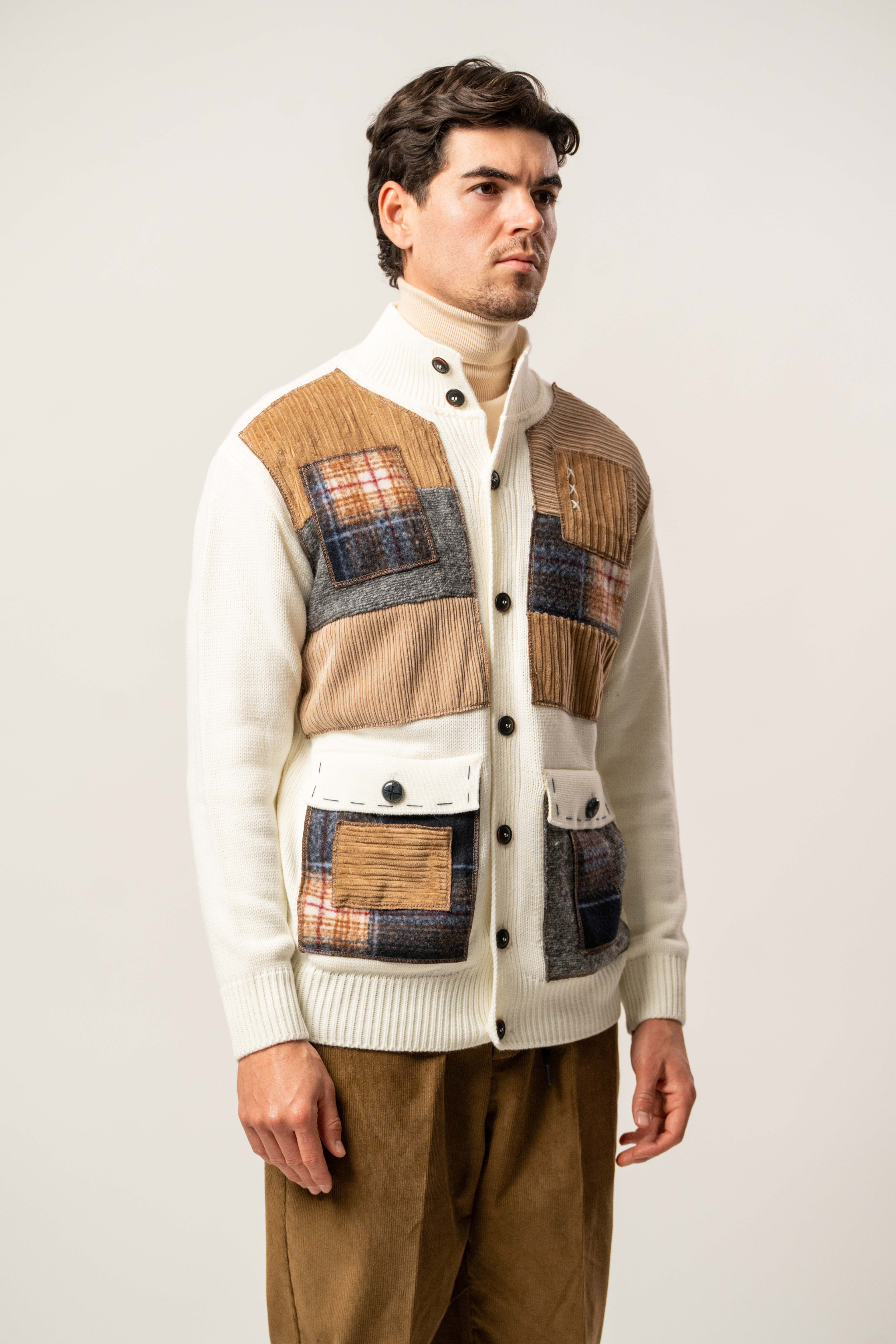 Cardigan con Inserti a contrasto