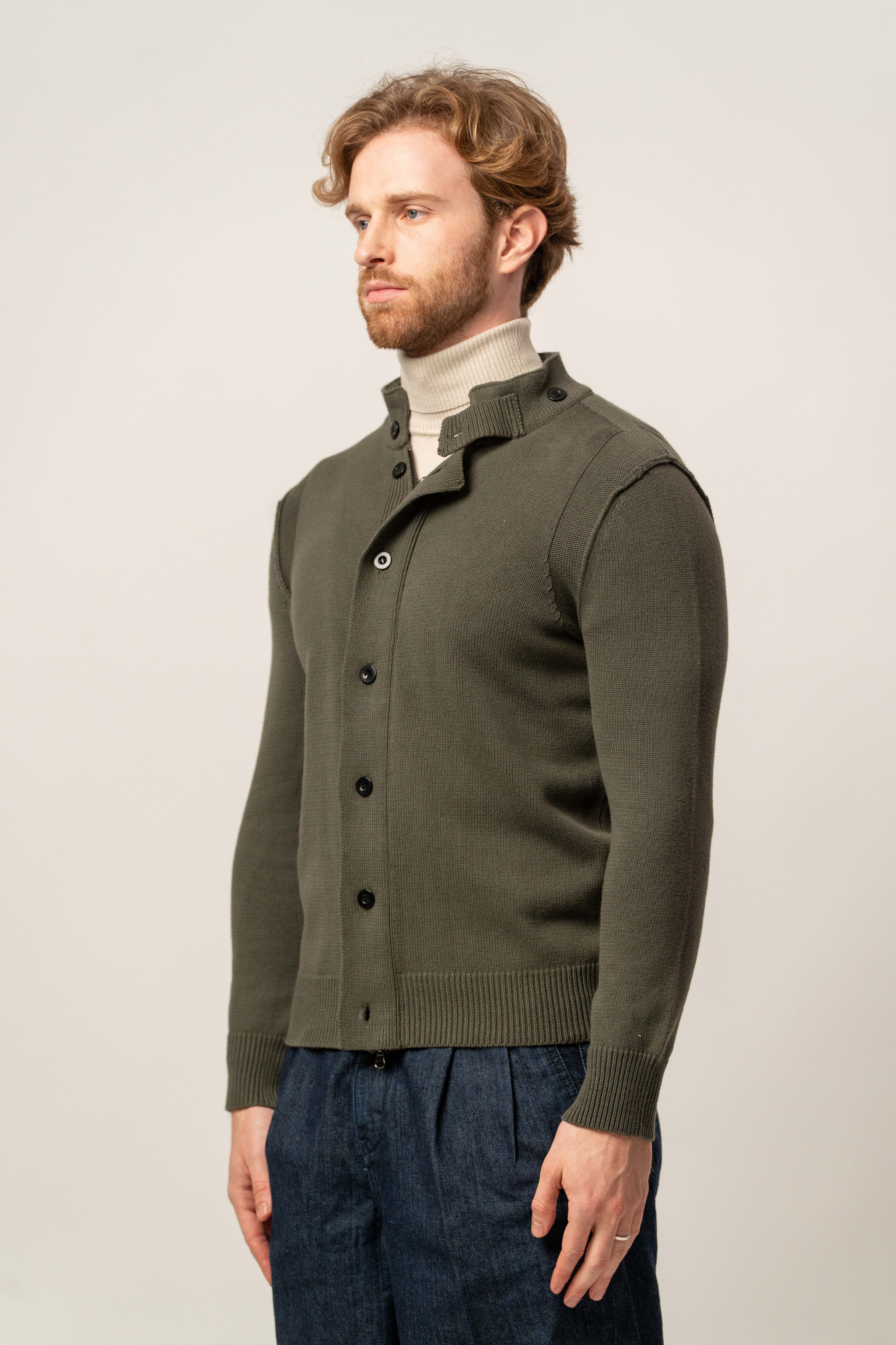 Maglia zip e bottoni Verde