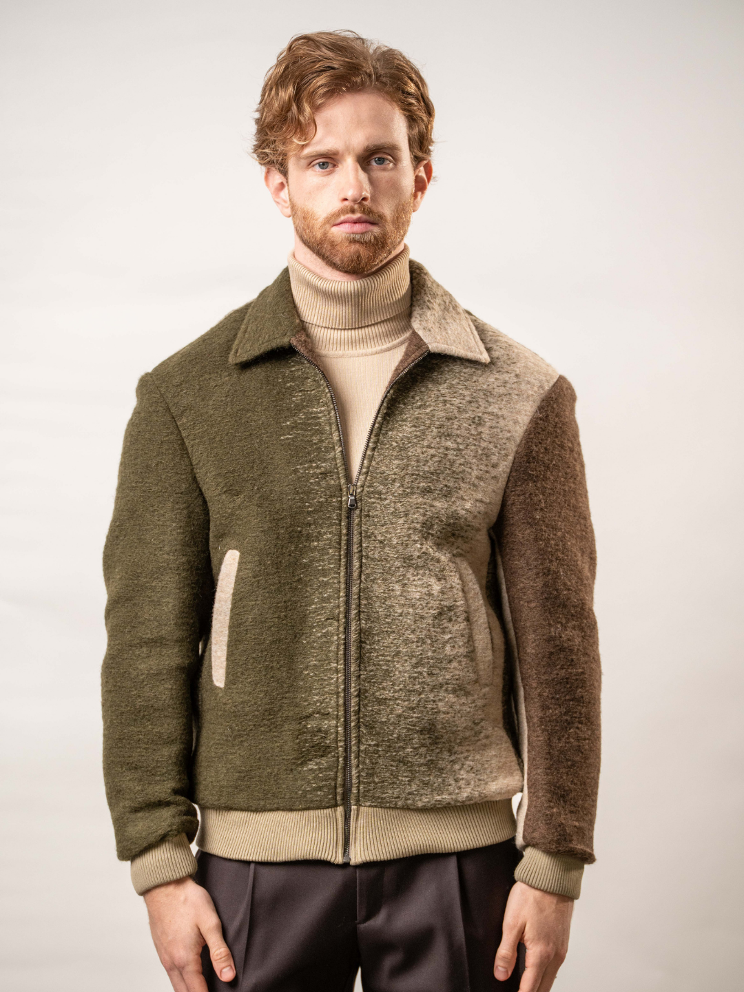 Giubbino bicolore in misto lana – Karl Mommoo