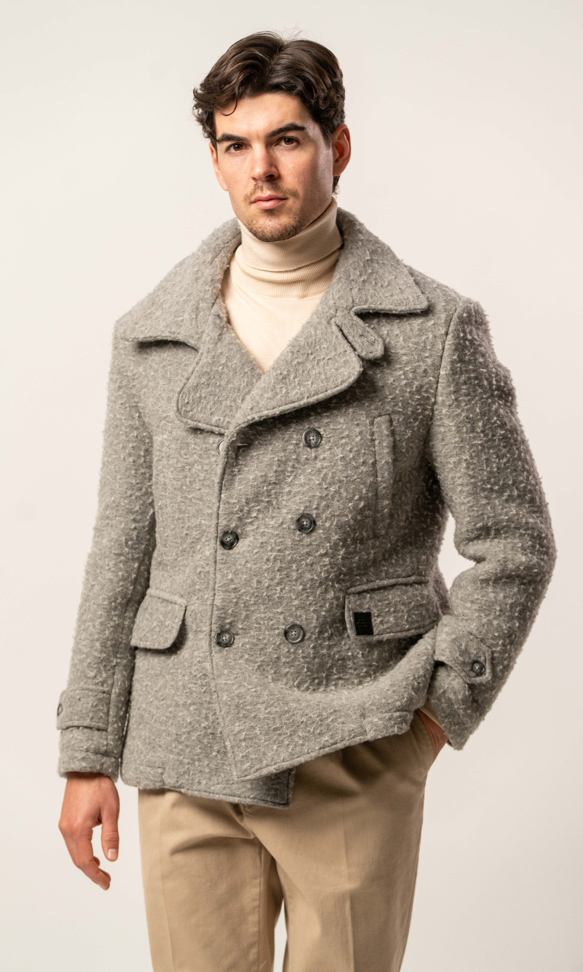 Cappotto doppiopetto in bouclé