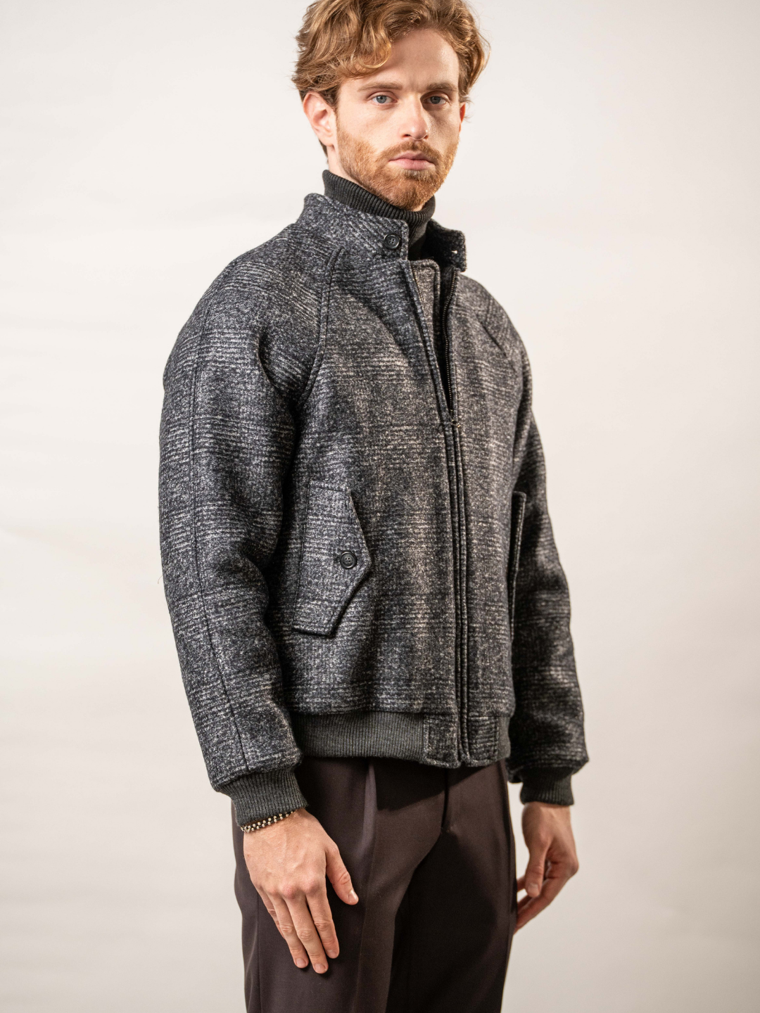 Giubbino in misto lana grigio – Karl Mommoo