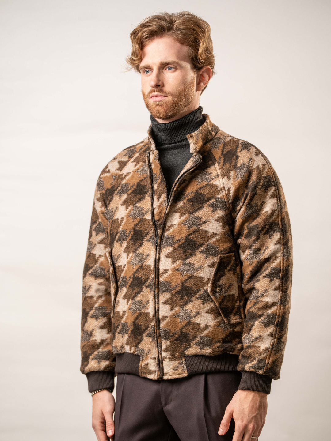 Giubbino pied de poule in misto lana – Karl Mommoo