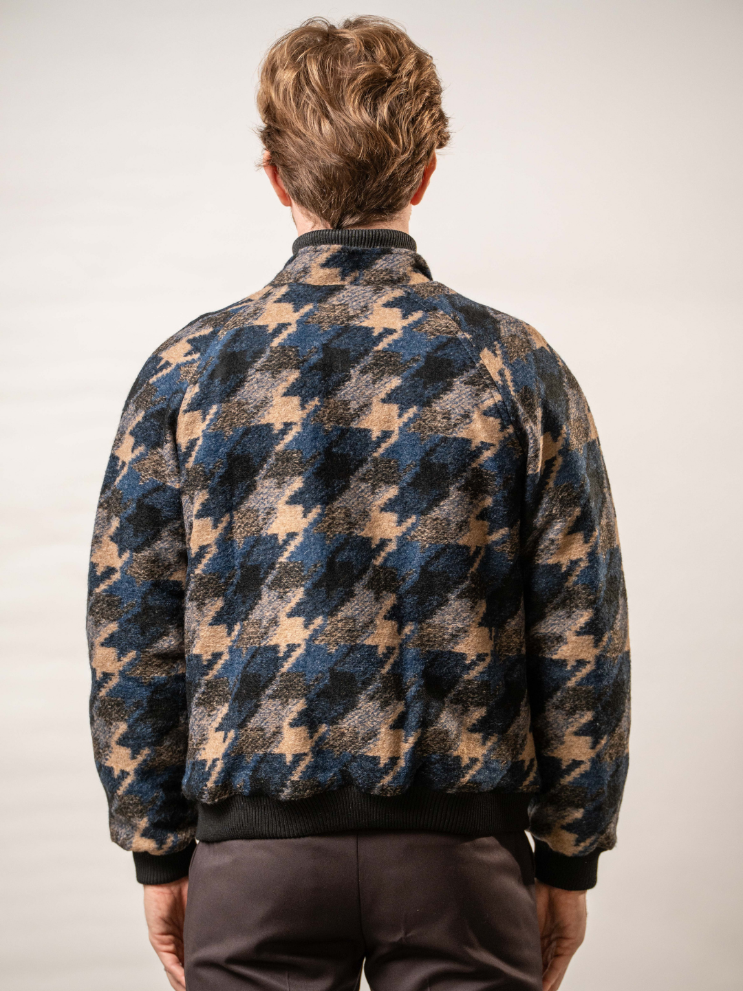 Giubbino pied de poule blu in misto lana – Karl Mommoo