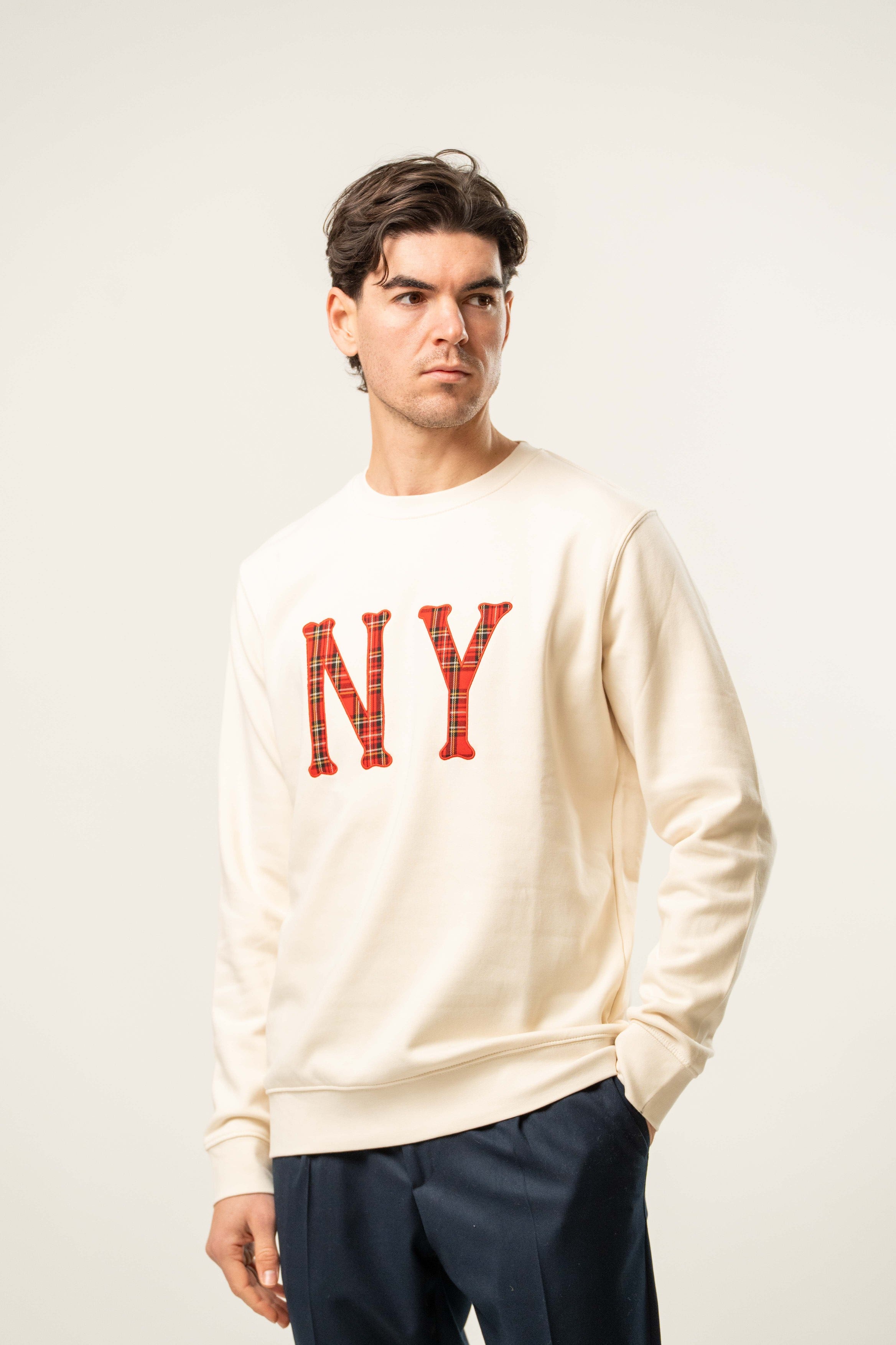 Felpa uomo girocollo con stampa “NY”