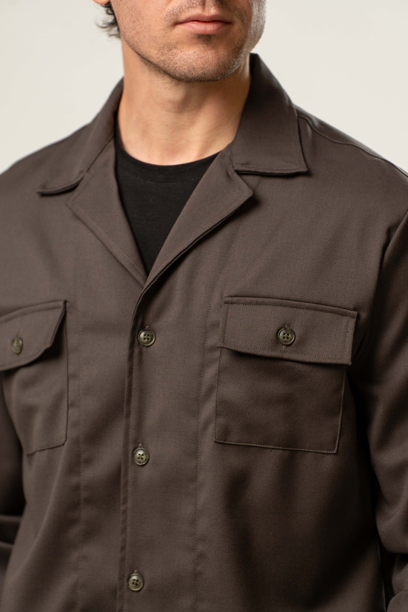 Giacca camicia uomo color testa di moro