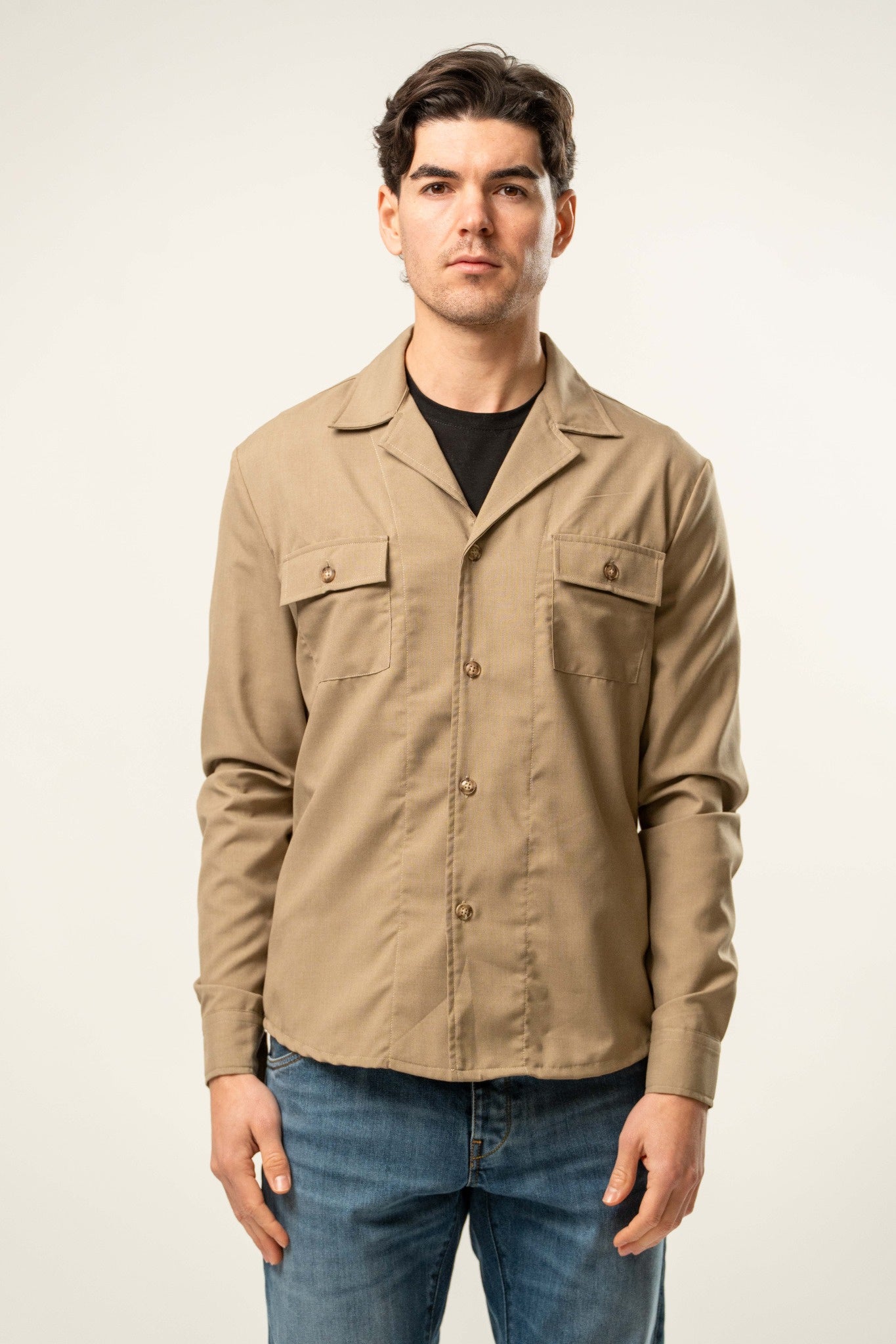 Giacca camicia uomo color sabbia