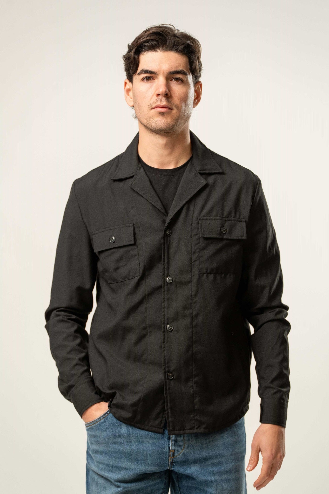 Giacca camicia uomo nera