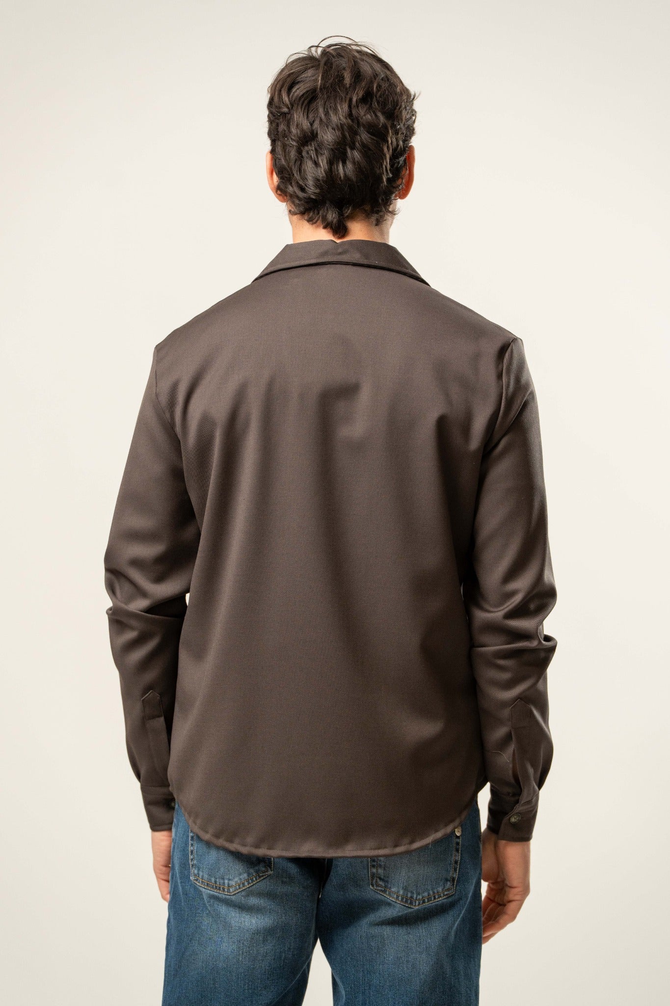 Giacca camicia uomo color marrone scuro