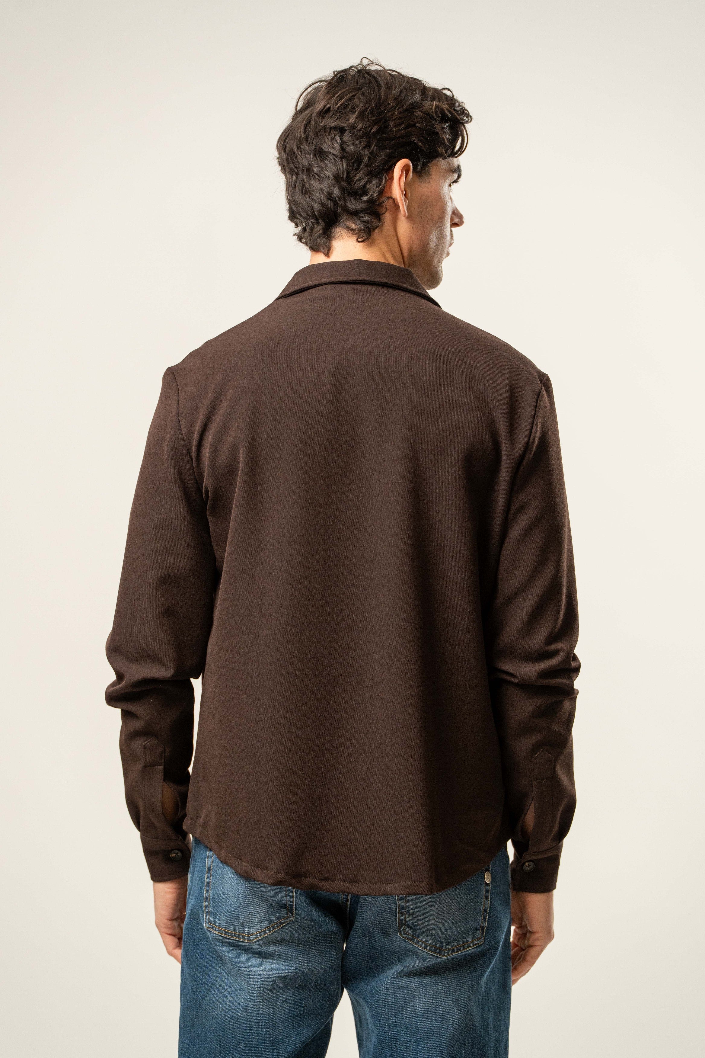 Giacca camicia uomo color marrone