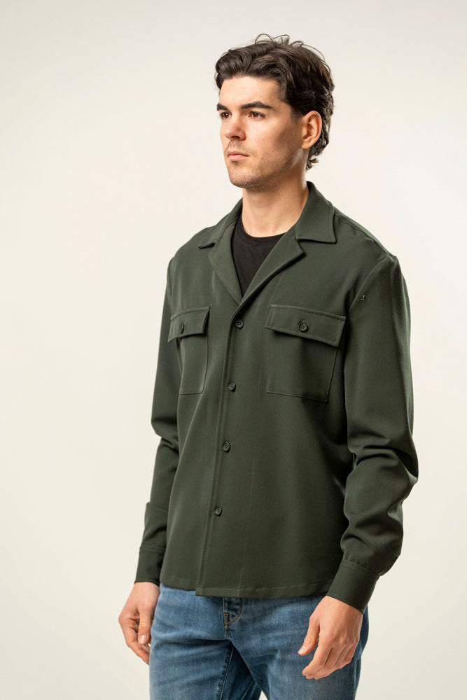 Giacca camicia uomo verde militare