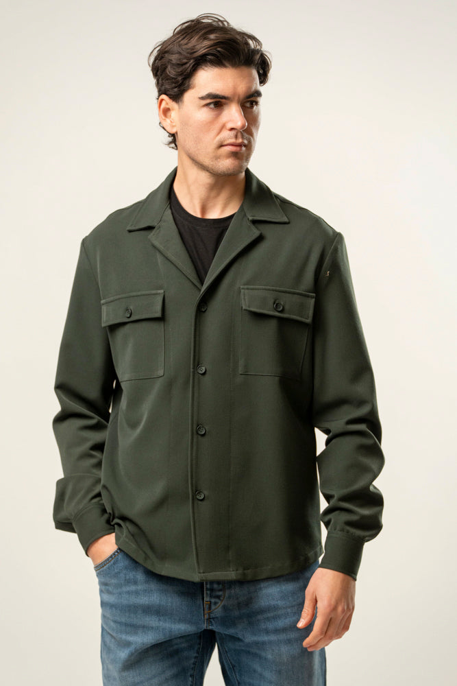 Giacca camicia uomo verde militare