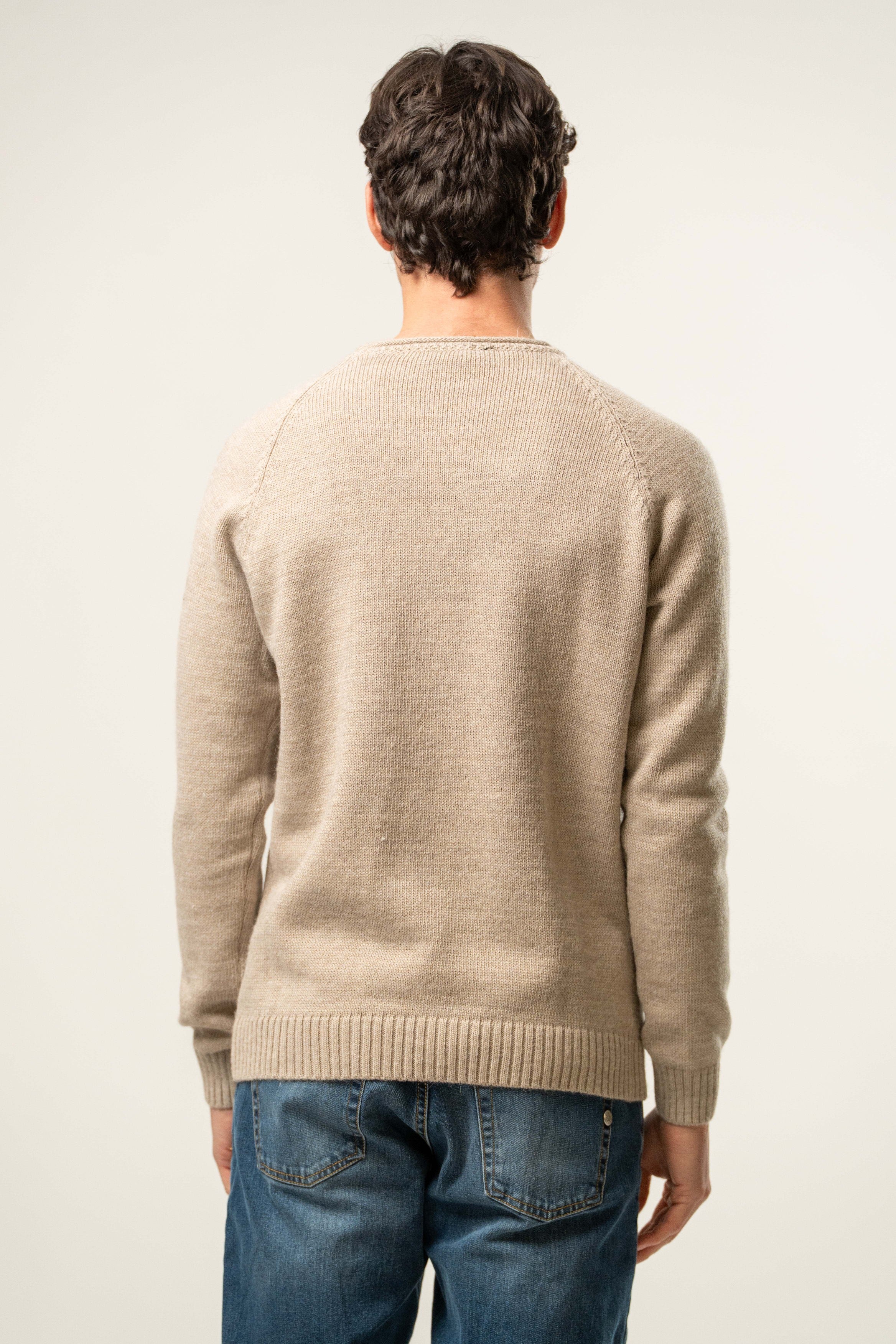 Maglia uomo girocollo in maglia beige