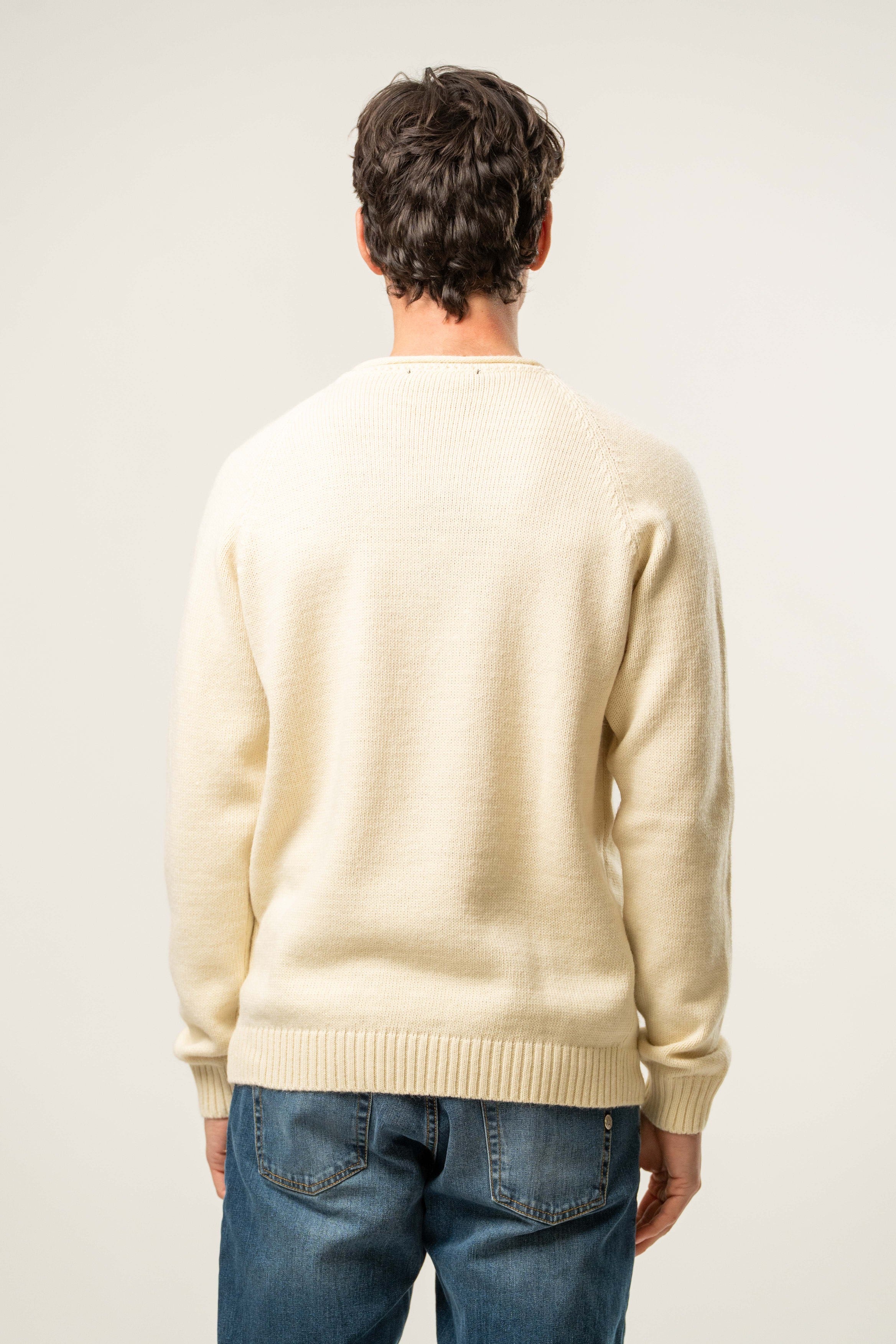 Maglia uomo girocollo in tinta panna