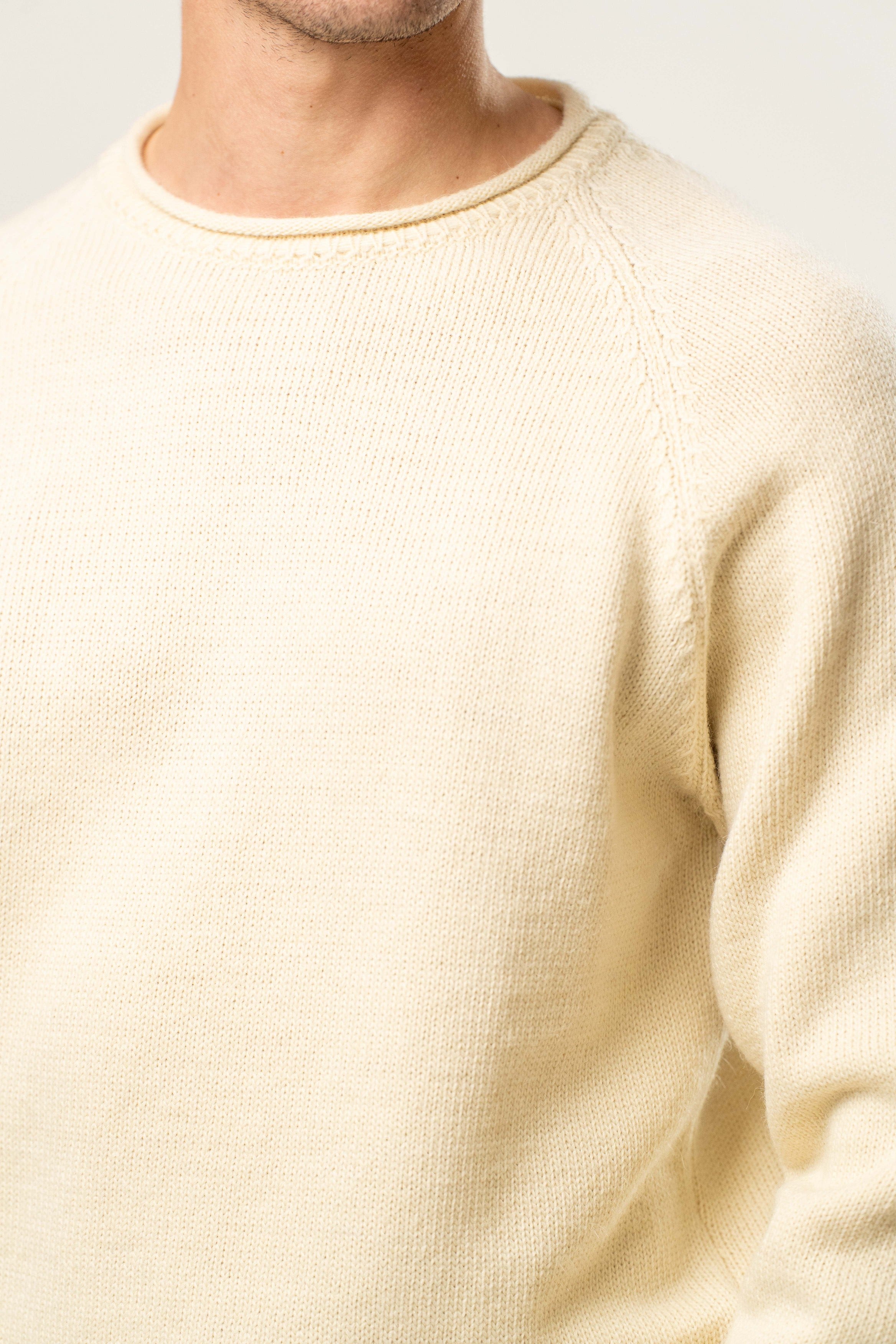 Maglia uomo girocollo in tinta panna