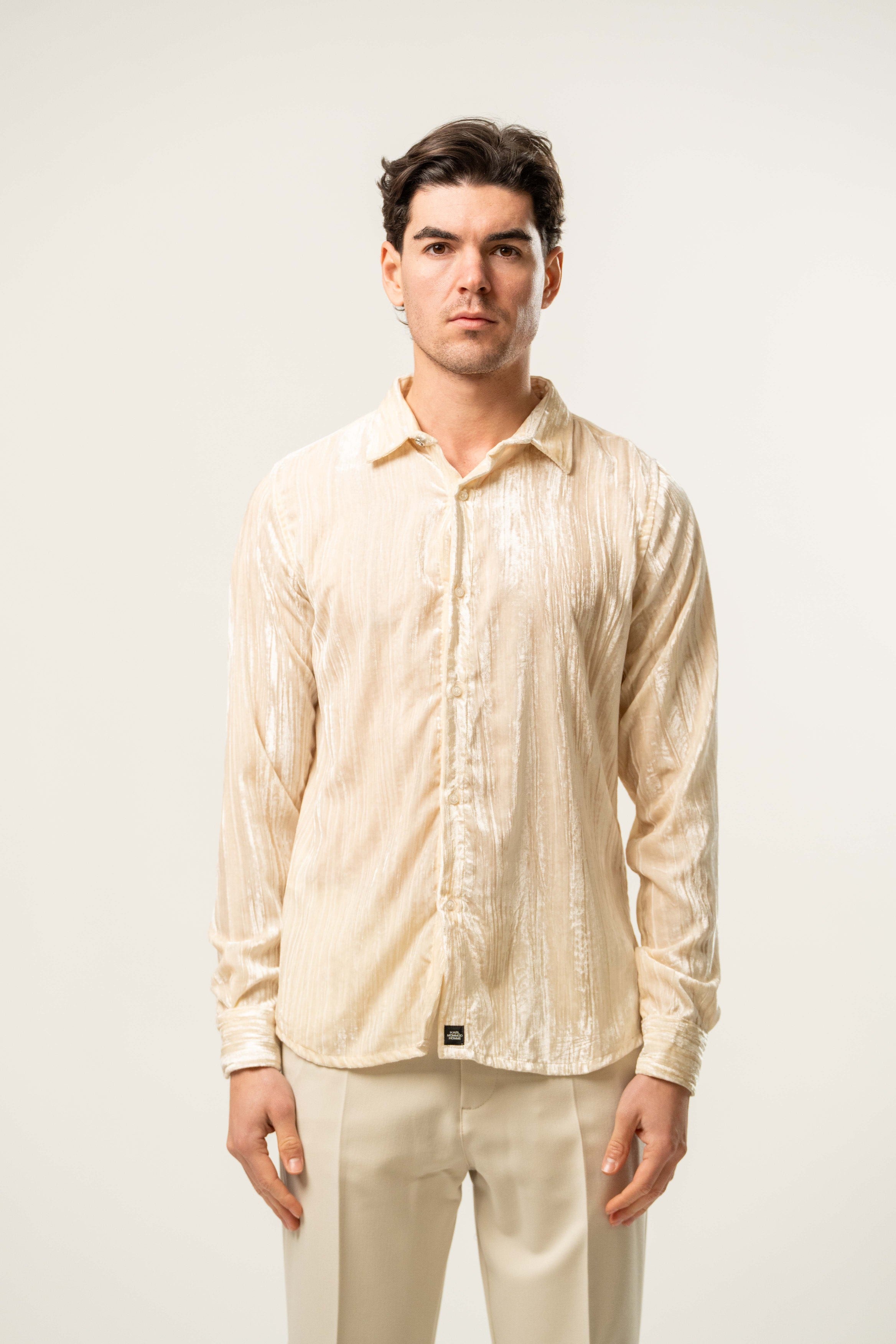 Camicia uomo in velluto chiaro