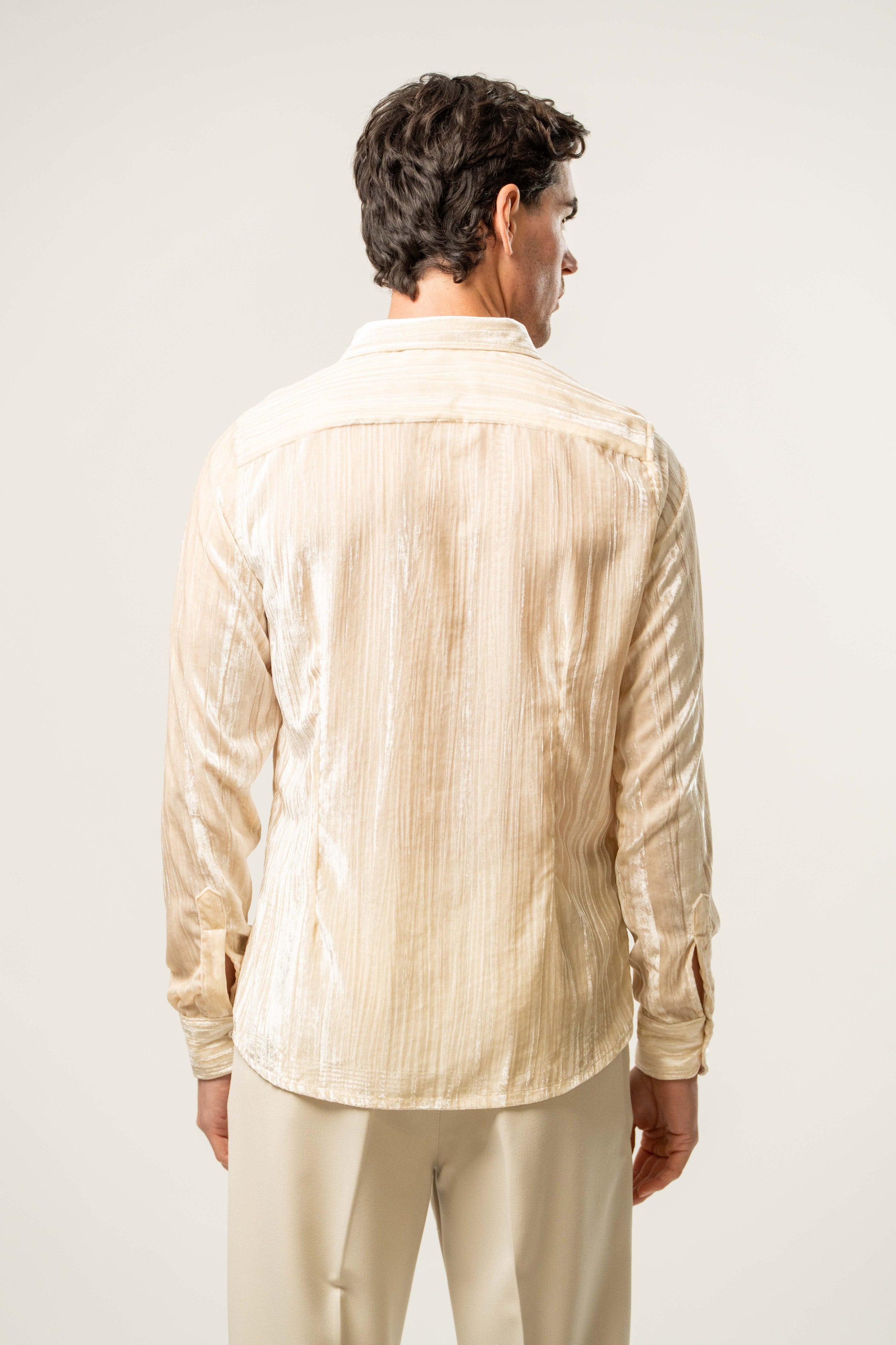Camicia uomo in velluto chiaro