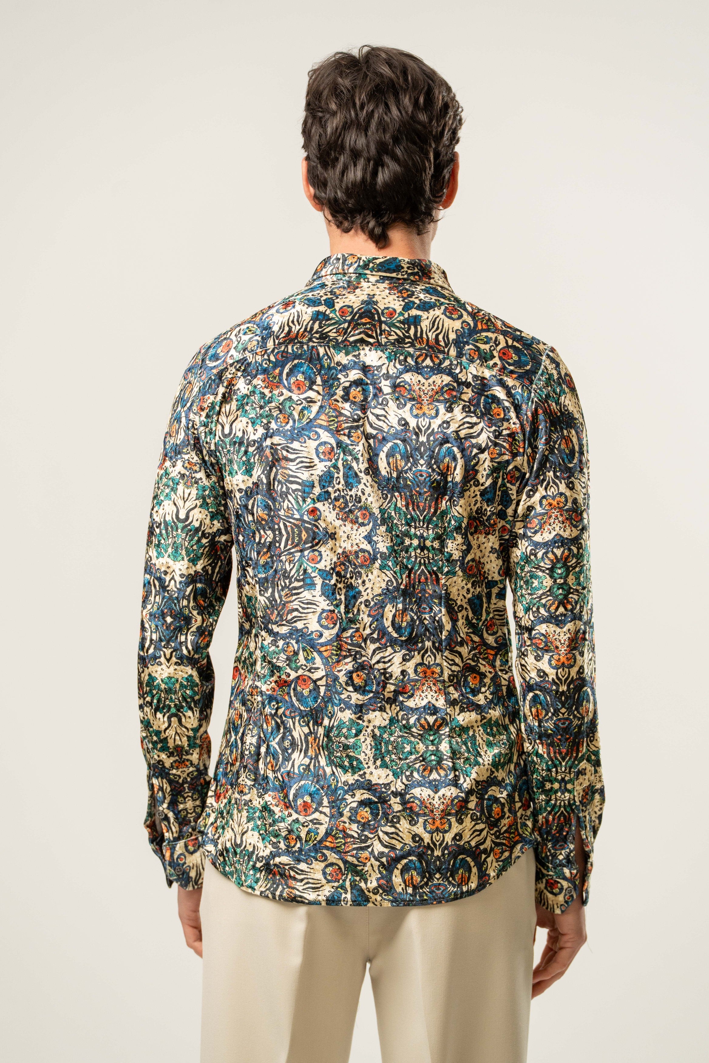 Camicia uomo fantasia artistica multicolor