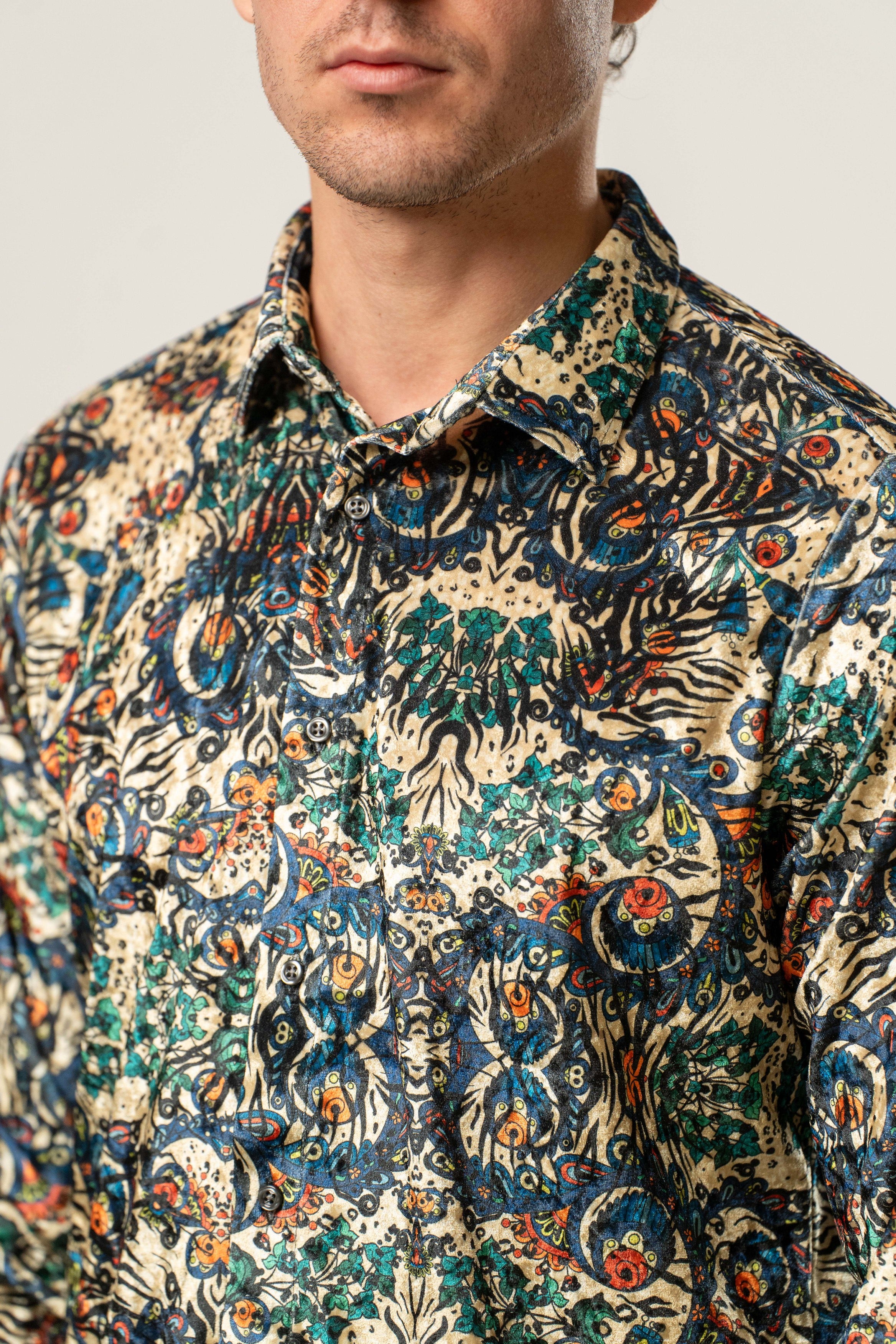 Camicia uomo fantasia artistica multicolor