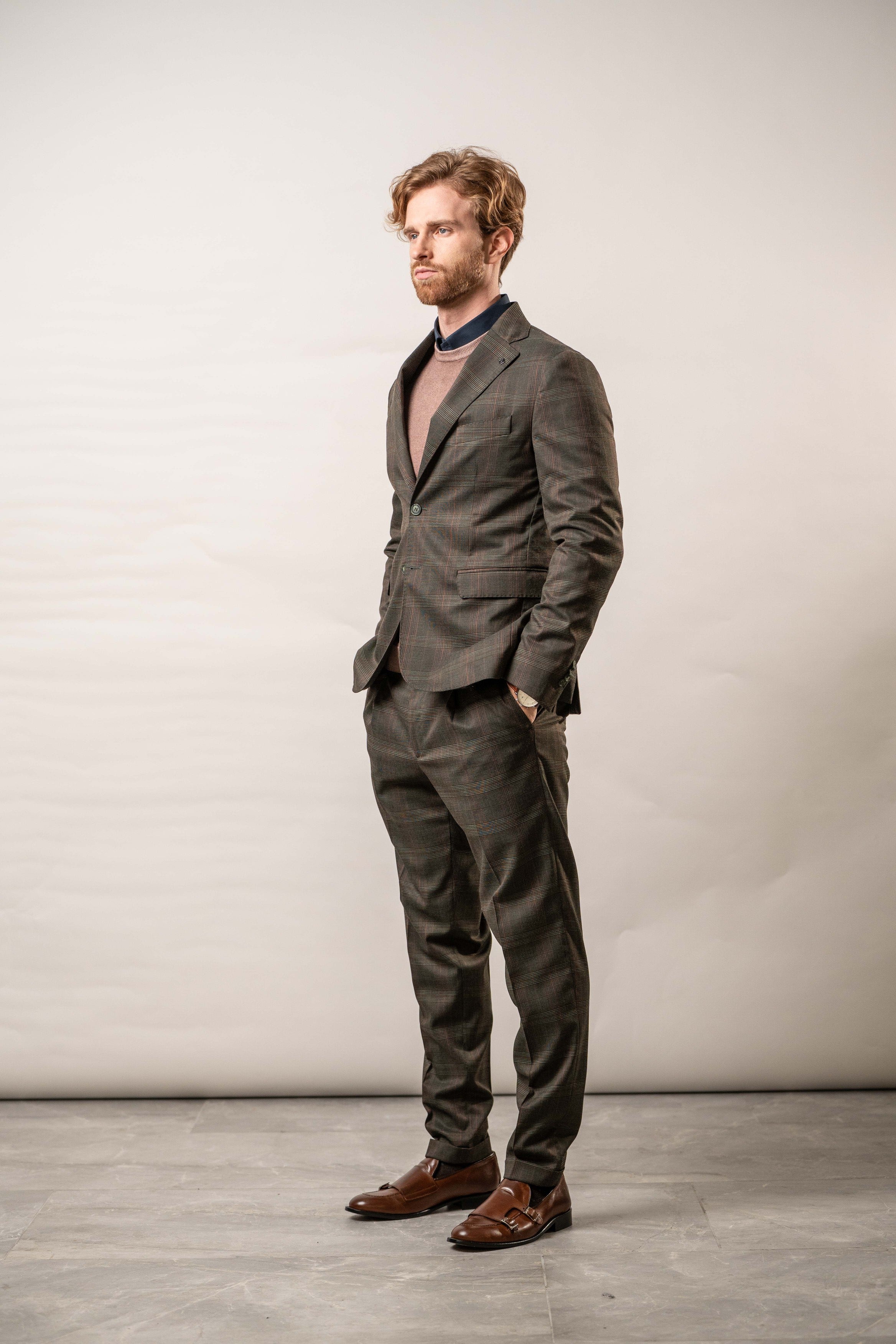 Giacca monopetto a microfantasia in misto lana – Karl Mommoo