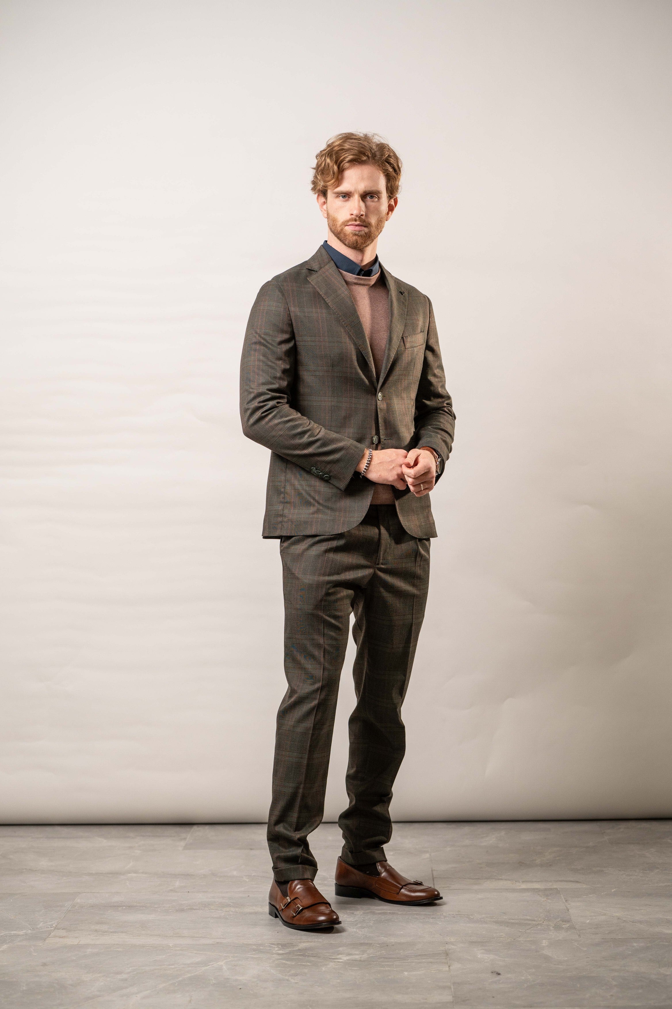 Giacca monopetto a microfantasia in misto lana – Karl Mommoo