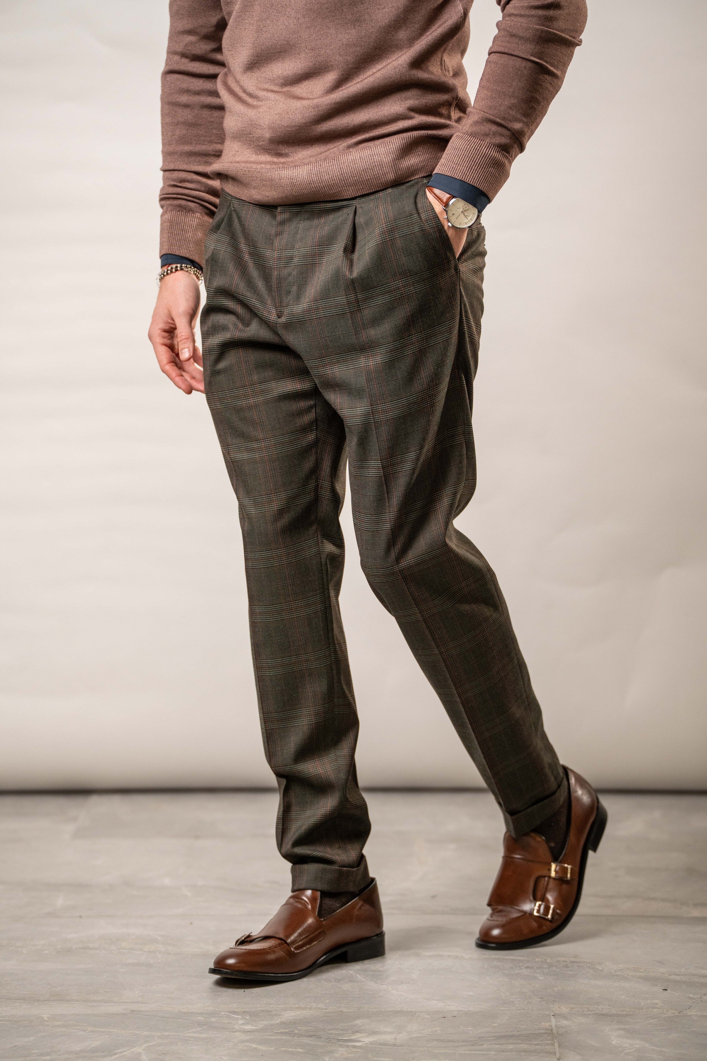 Pantalone a quadri in misto lana – Karl Mommoo