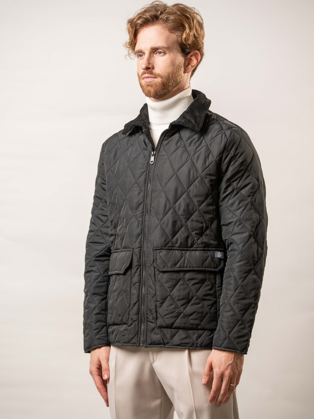 Giacca trapuntata con collo in velluto – Karl Mommoo