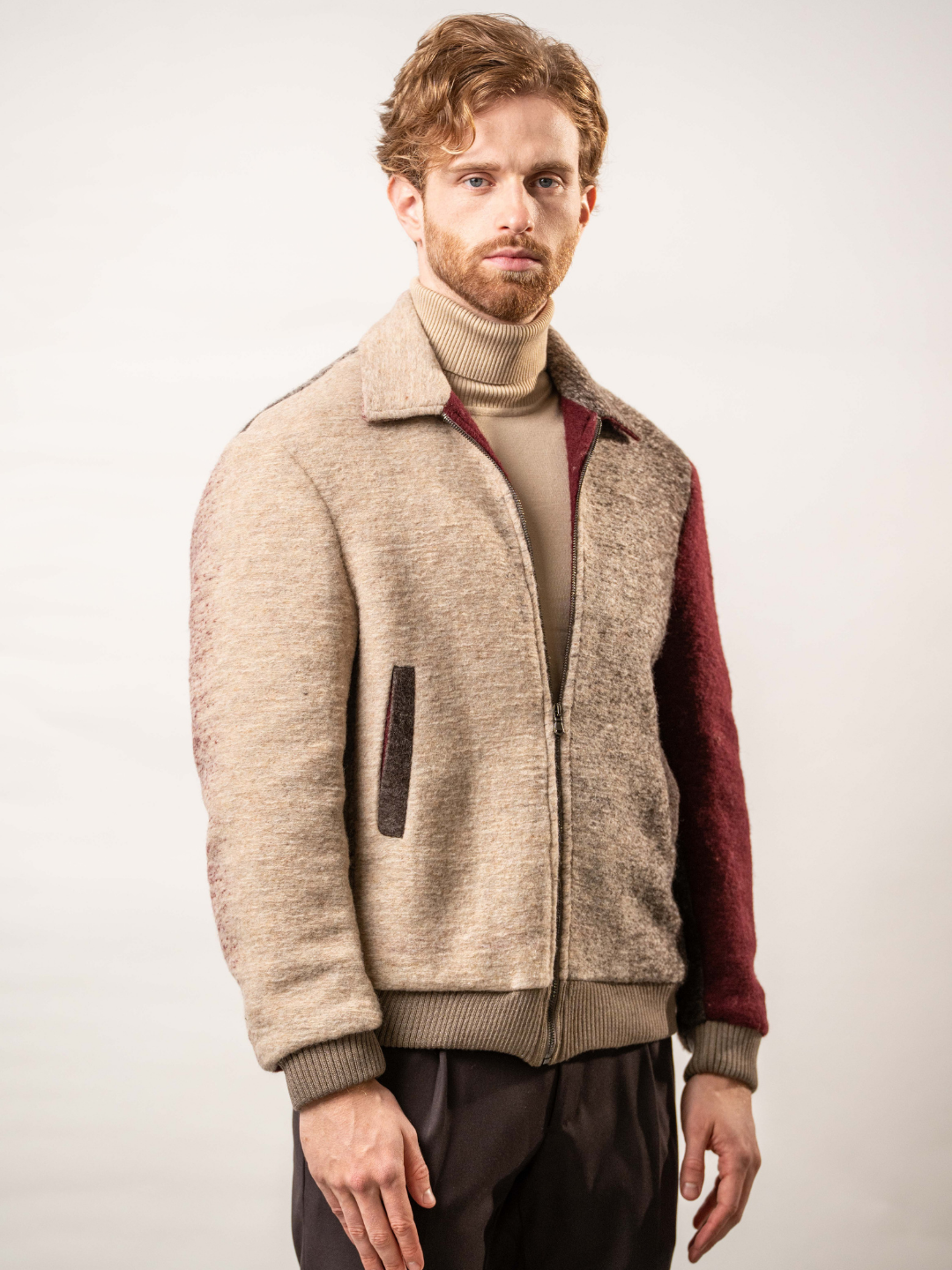 Giubbino bicolore in misto lana – Karl Mommoo