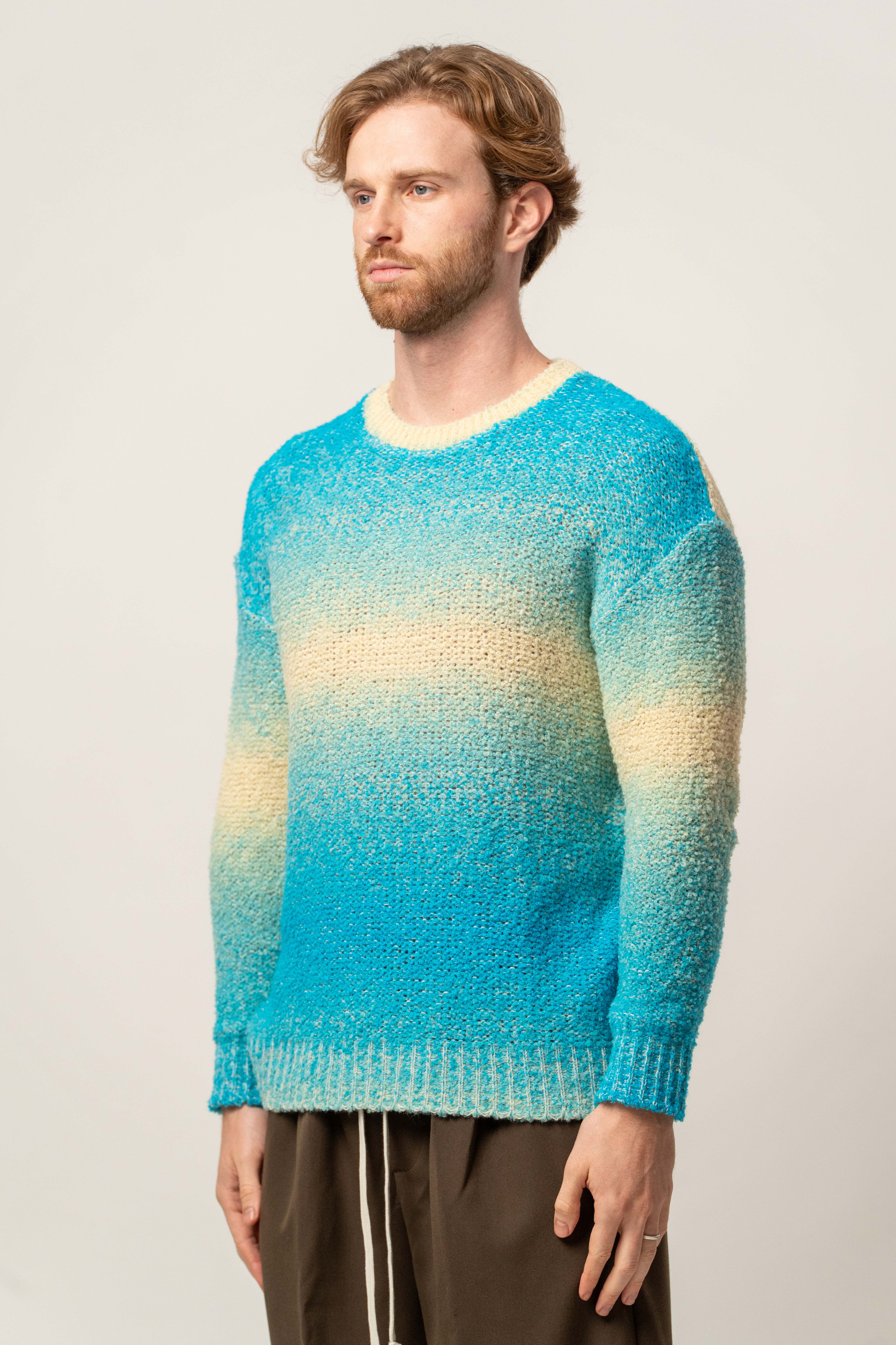 Maglioncino girocollo bicolore Azzurro