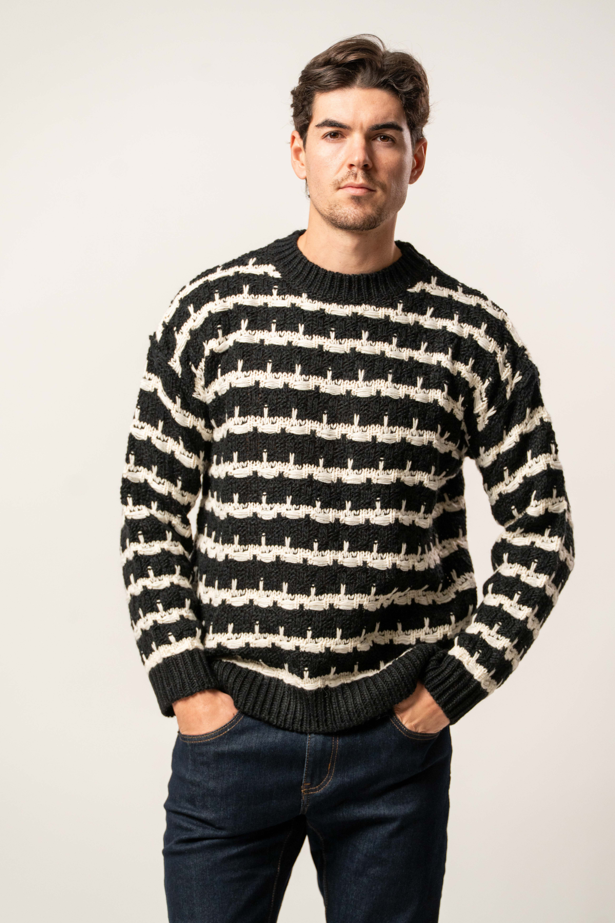 Maglia girocollo fantasia jacquard