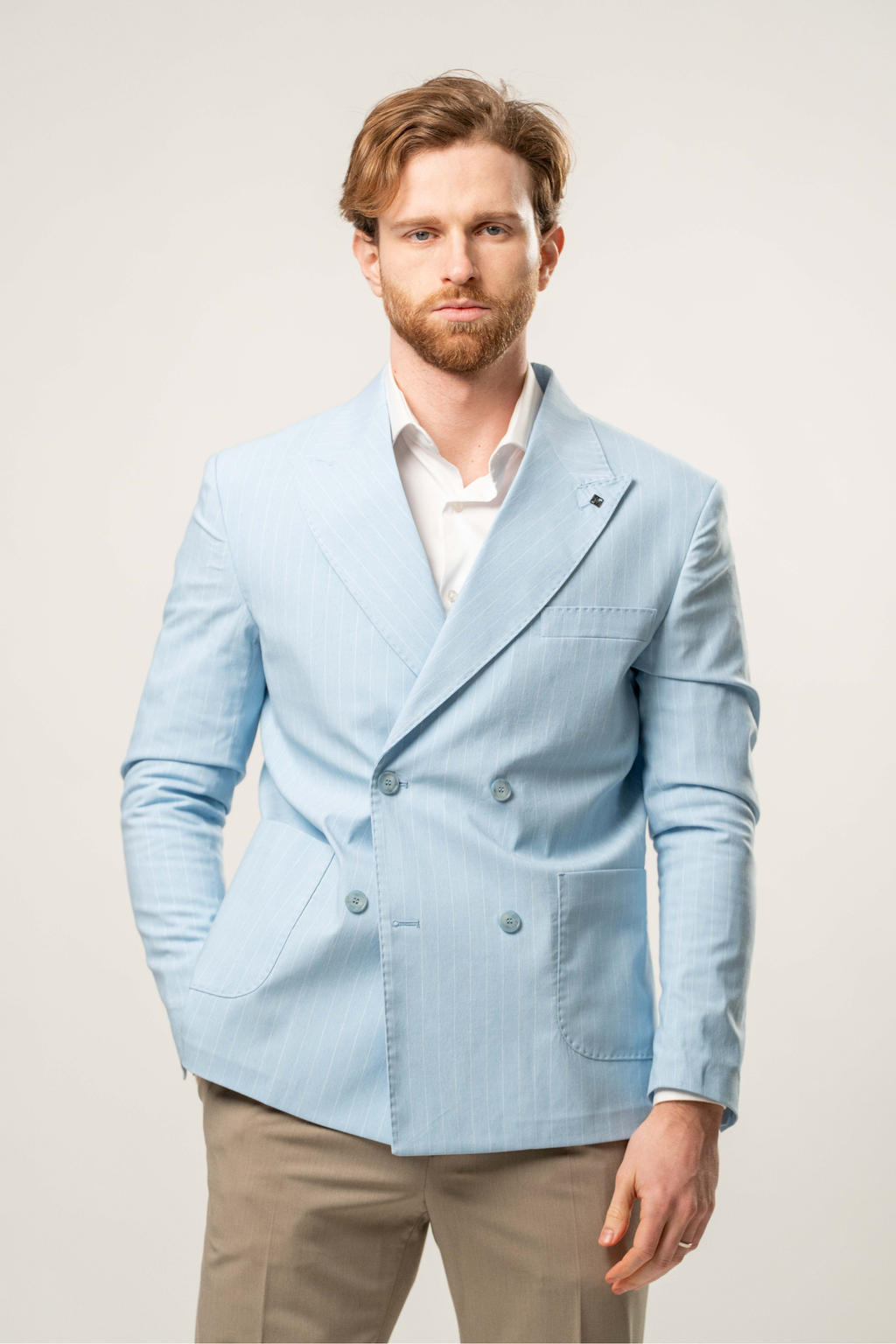 Giacca a Righe azzurro