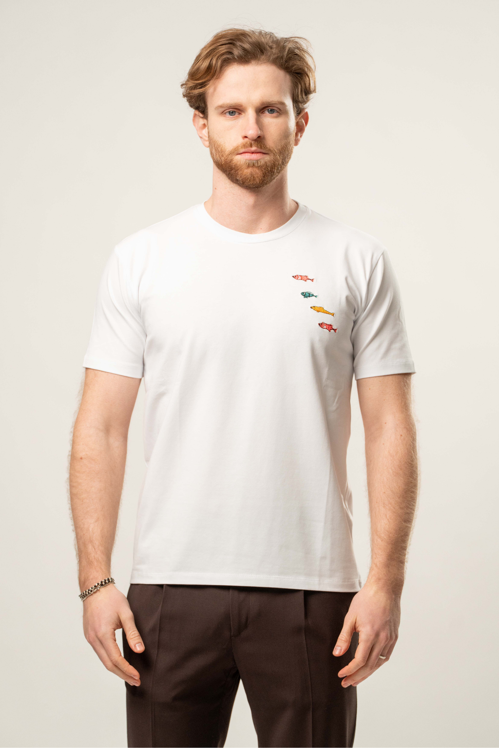 T-shirt ricamo pesci