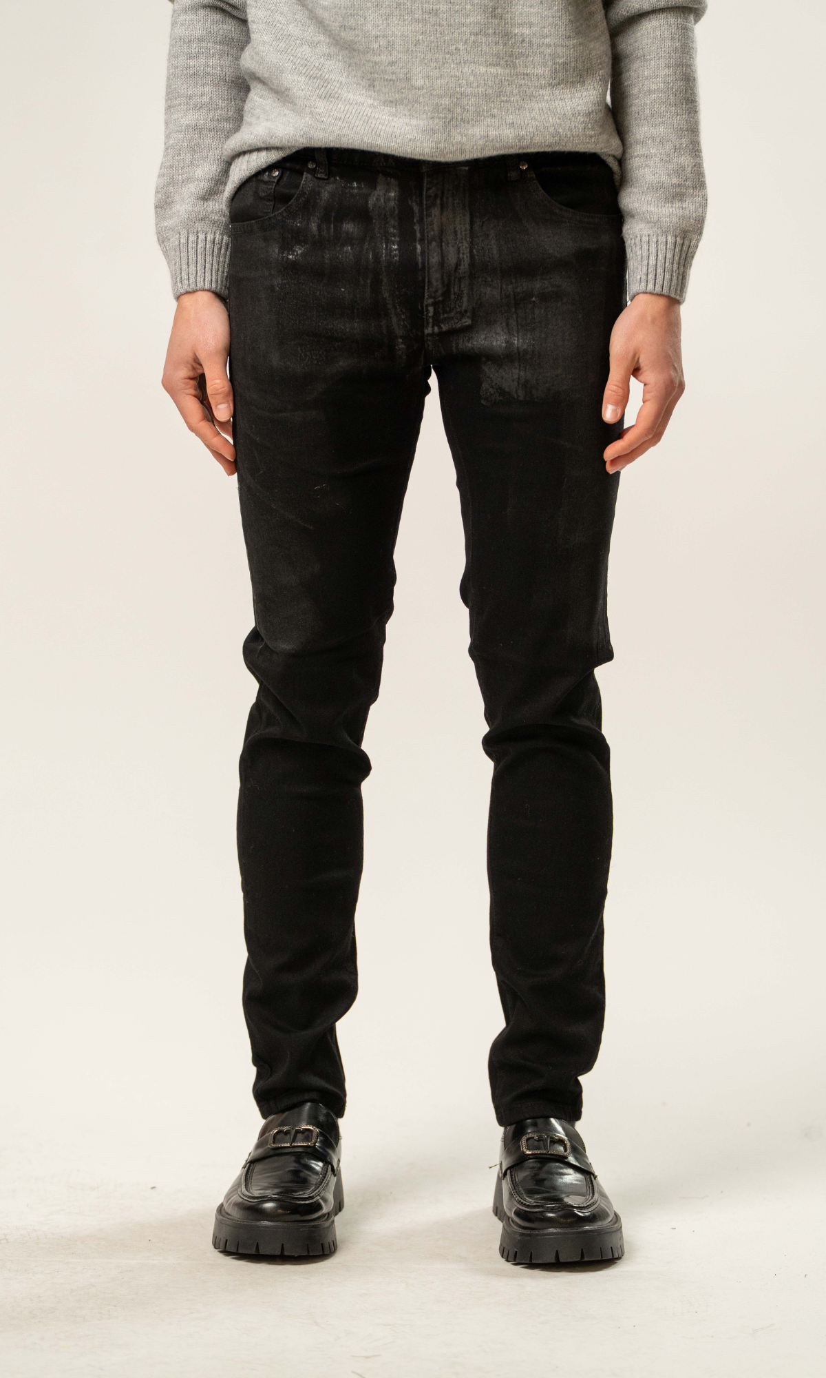 Jeans uomo skinny laminato
