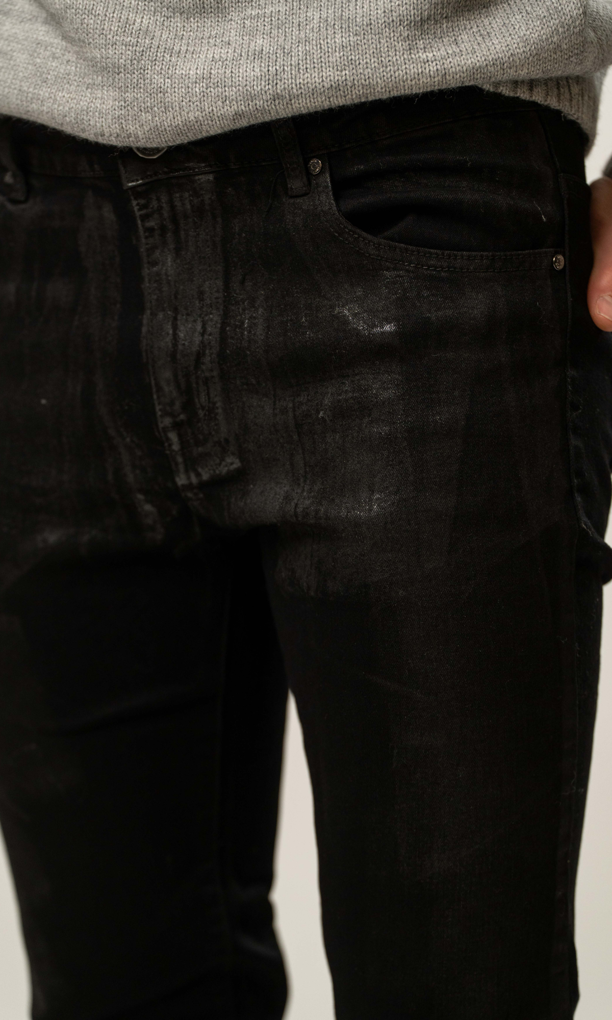 Jeans uomo skinny laminato