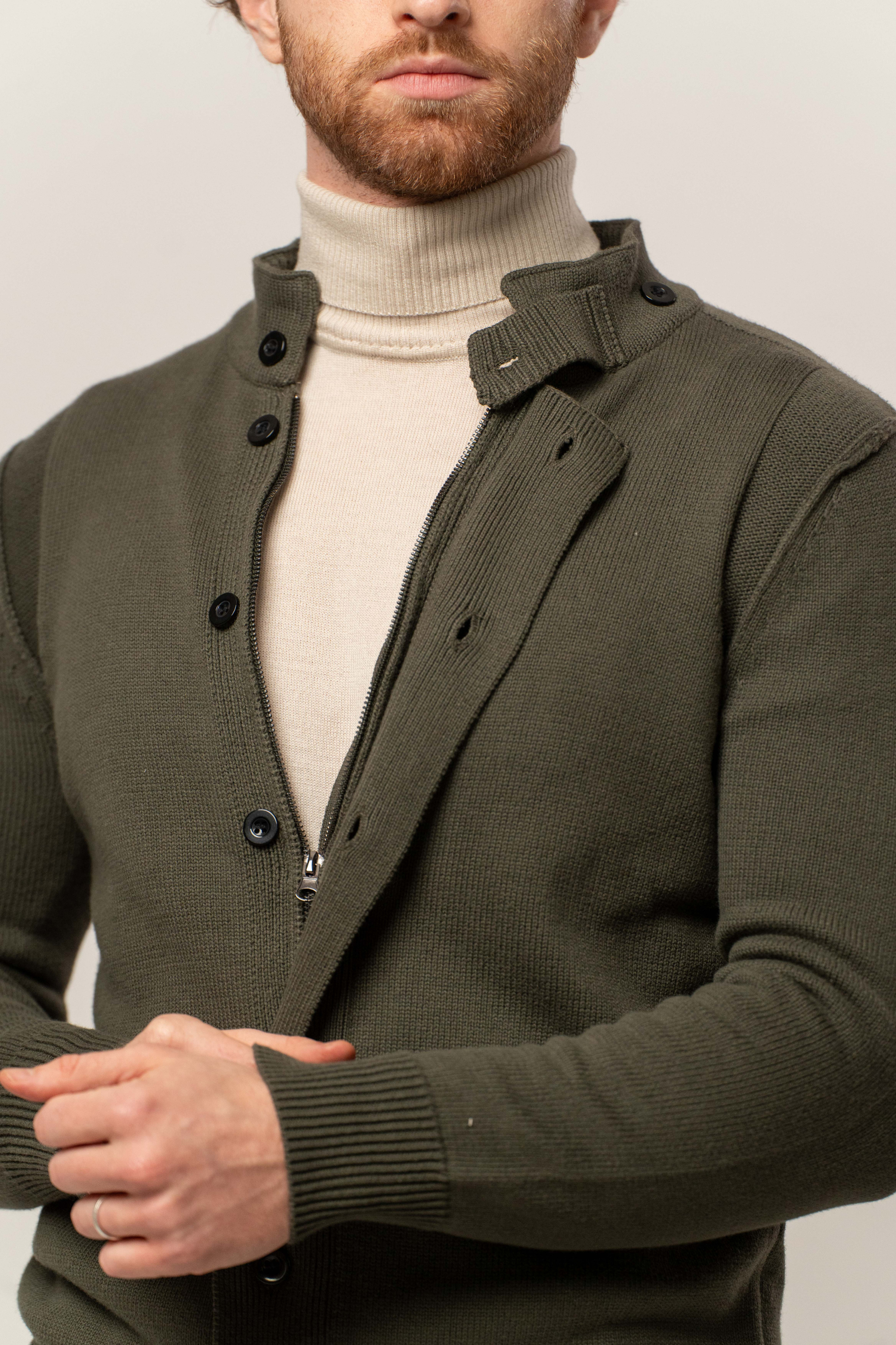 Maglia zip e bottoni Verde