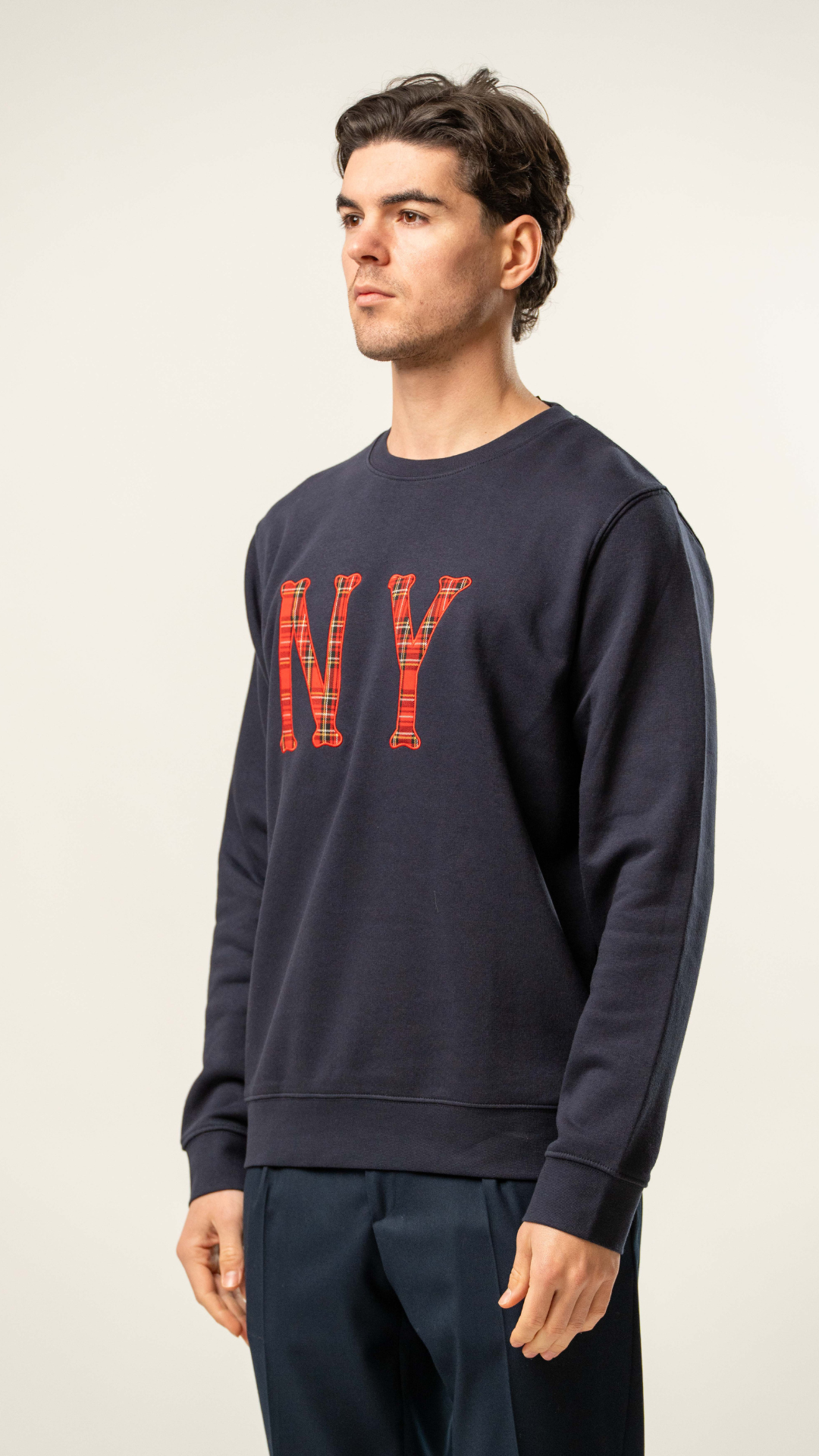 Felpa uomo girocollo con stampa “NY”