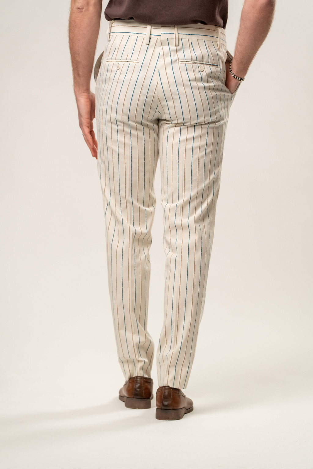 Pantalone Punto Napoli a righe blu e beige