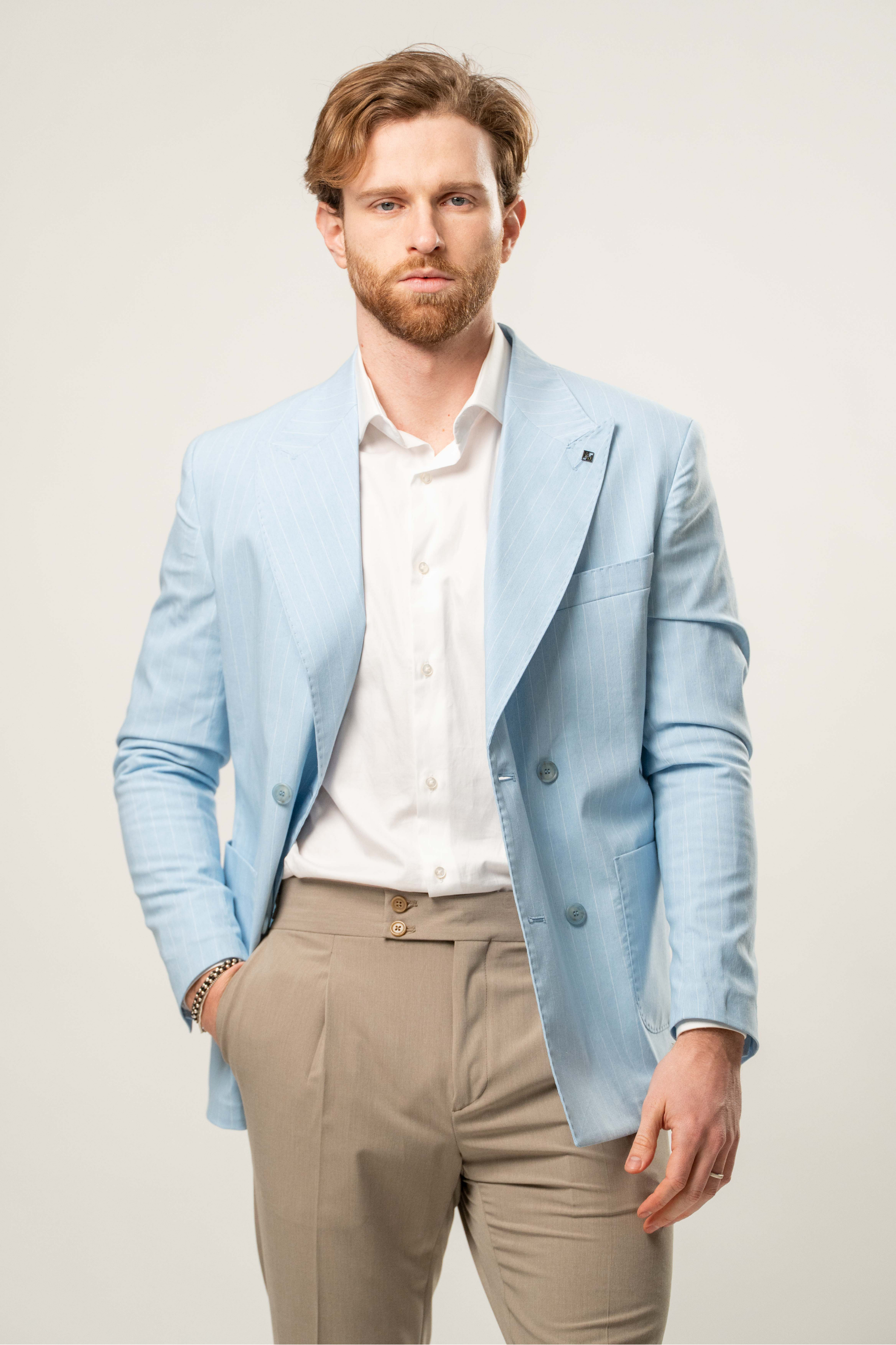 Giacca a Righe azzurro