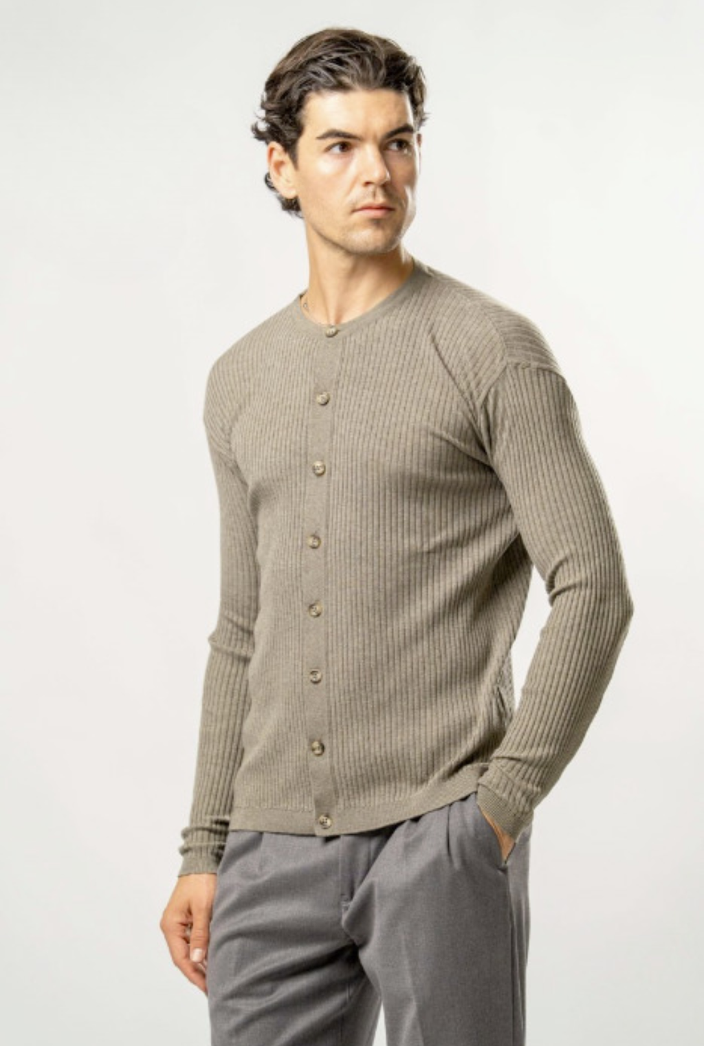 Maglia Uomo con Bottoni – Tortora