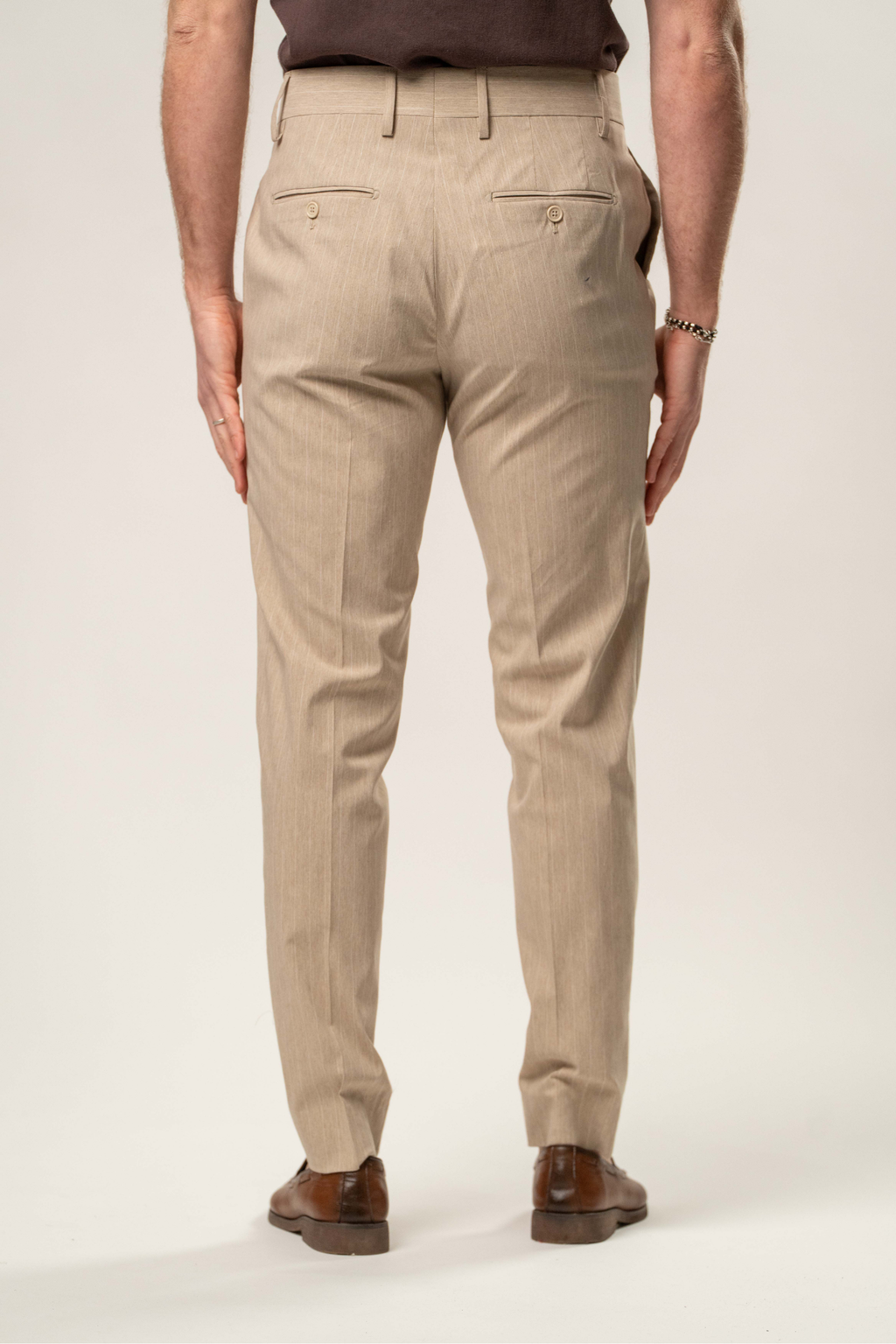 Pantalone Punto Napoli beige a righe