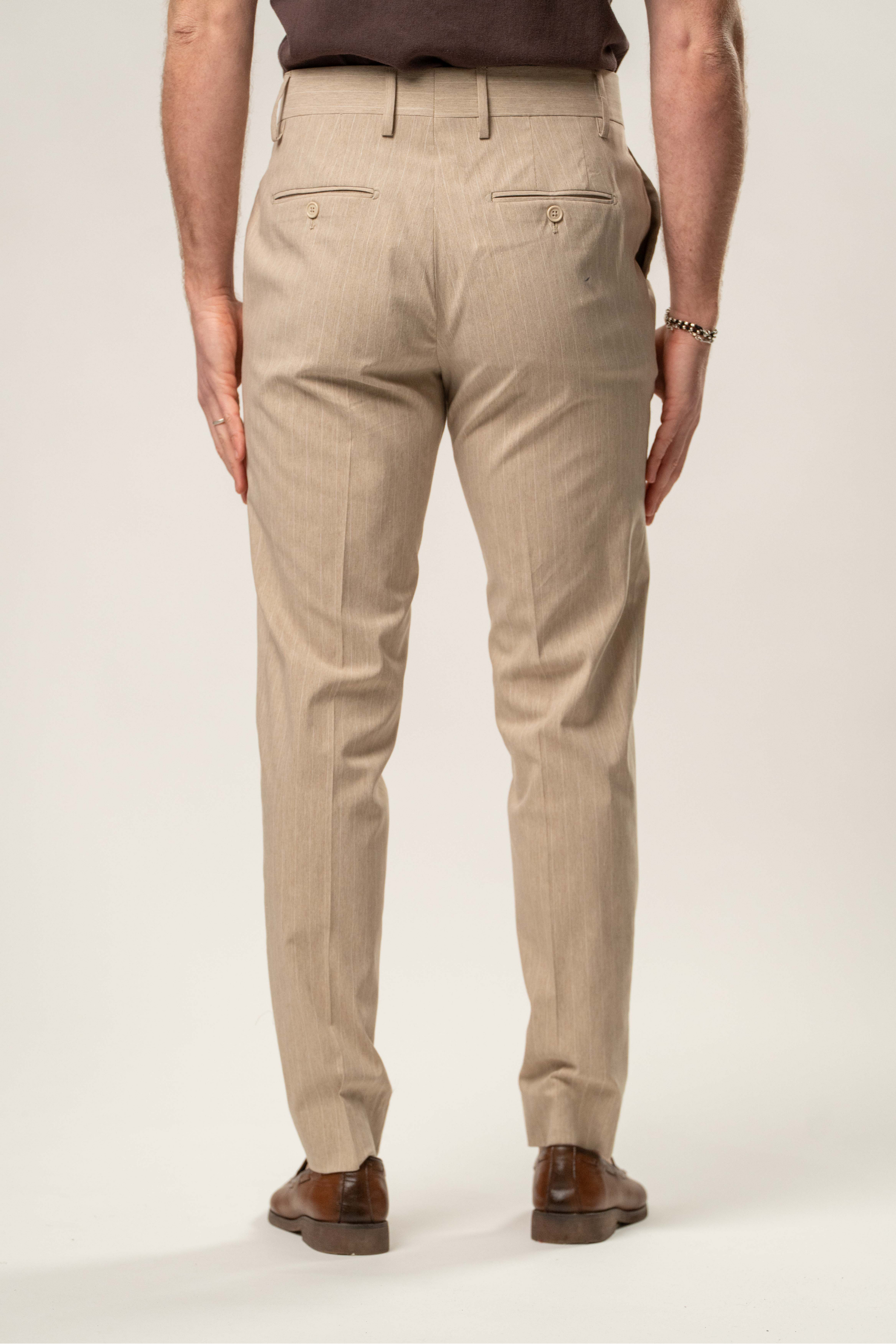 Pantalone Punto Napoli beige a righe
