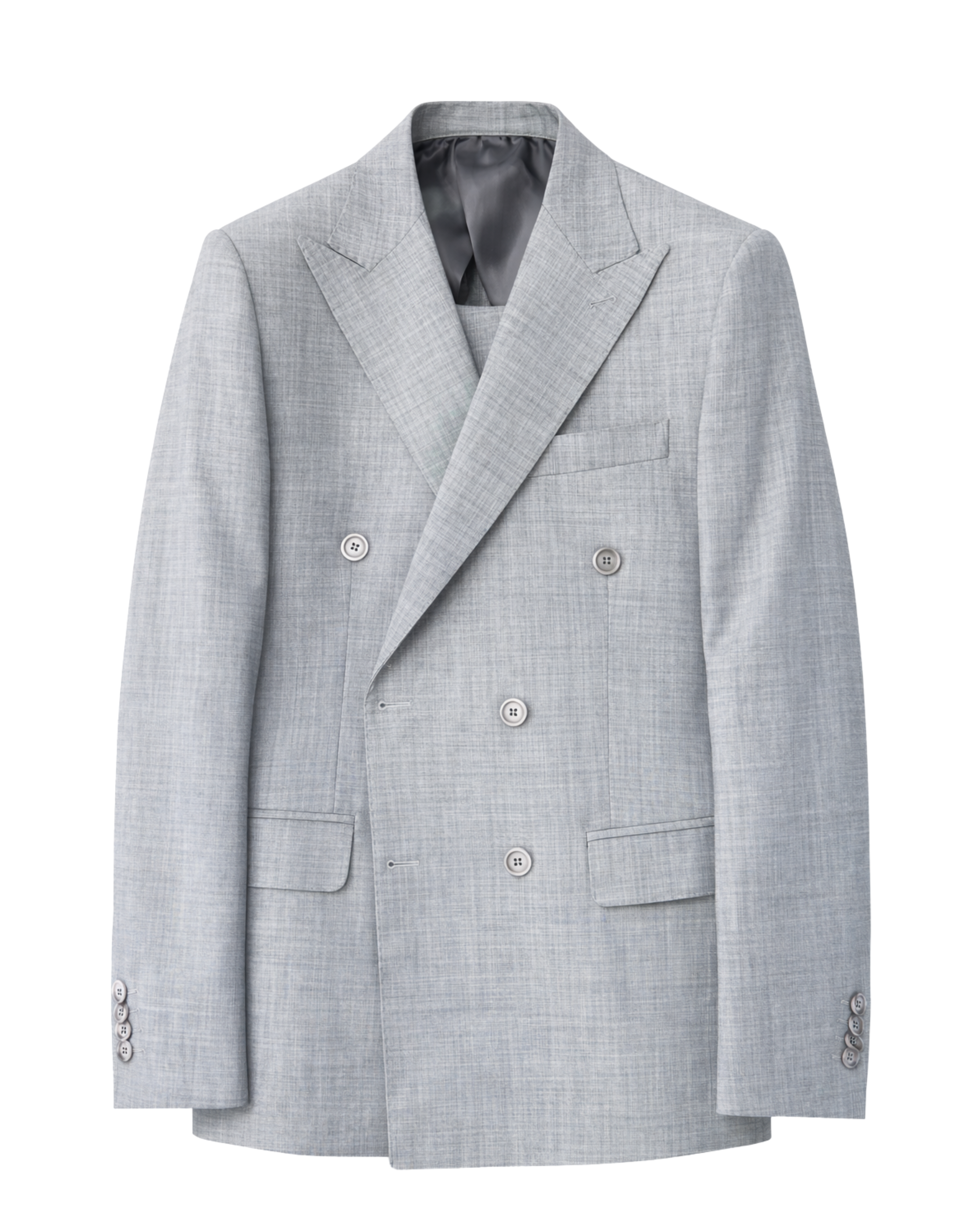 Abito Uomo Doppiopetto Grigio Fresco Lana – 100% Wool