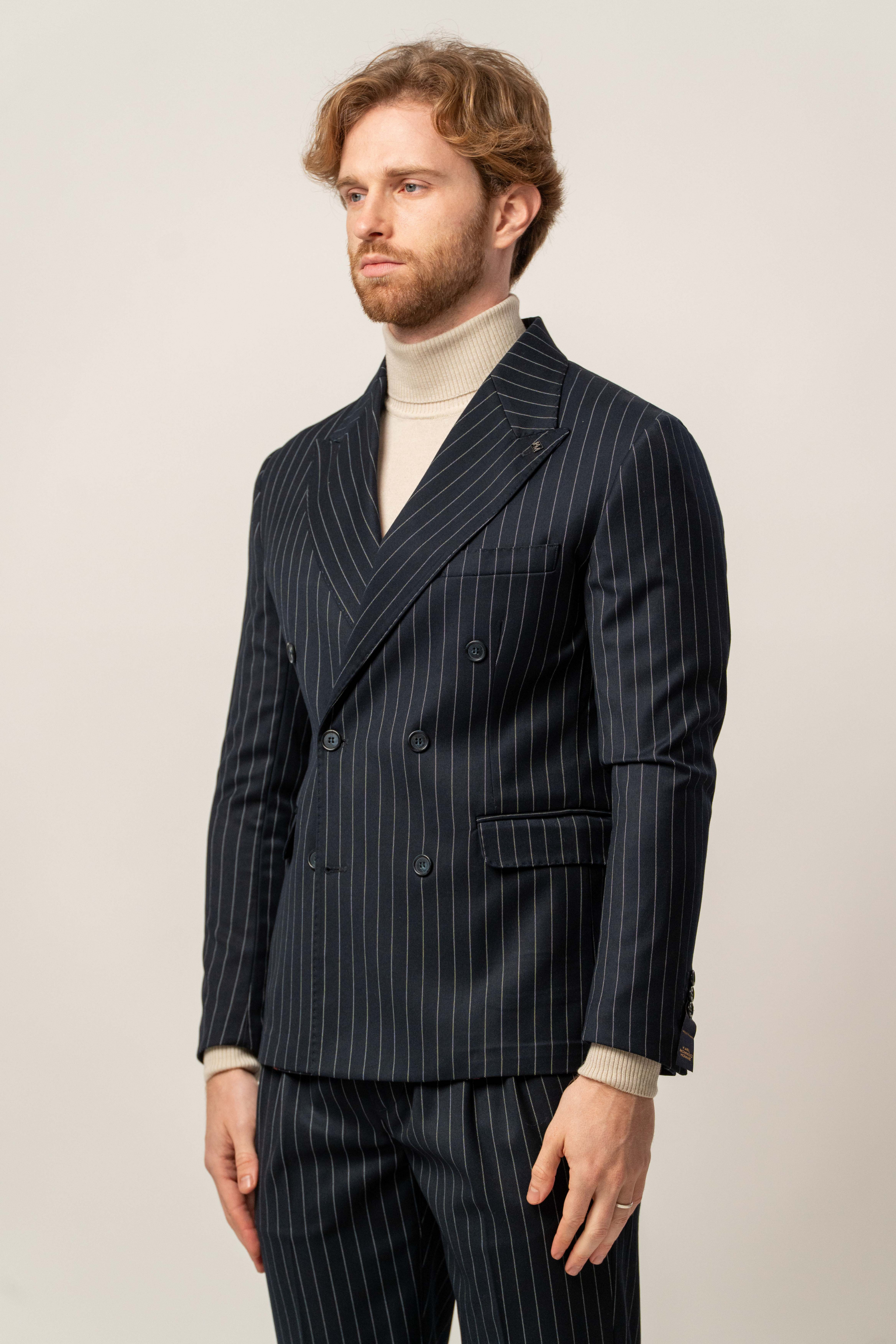 Giacca gessata doppiopetto – Karl Mommoo