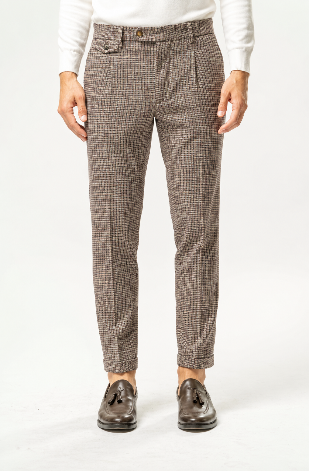 Pantalone Classico Uomo a Quadri – Marrone