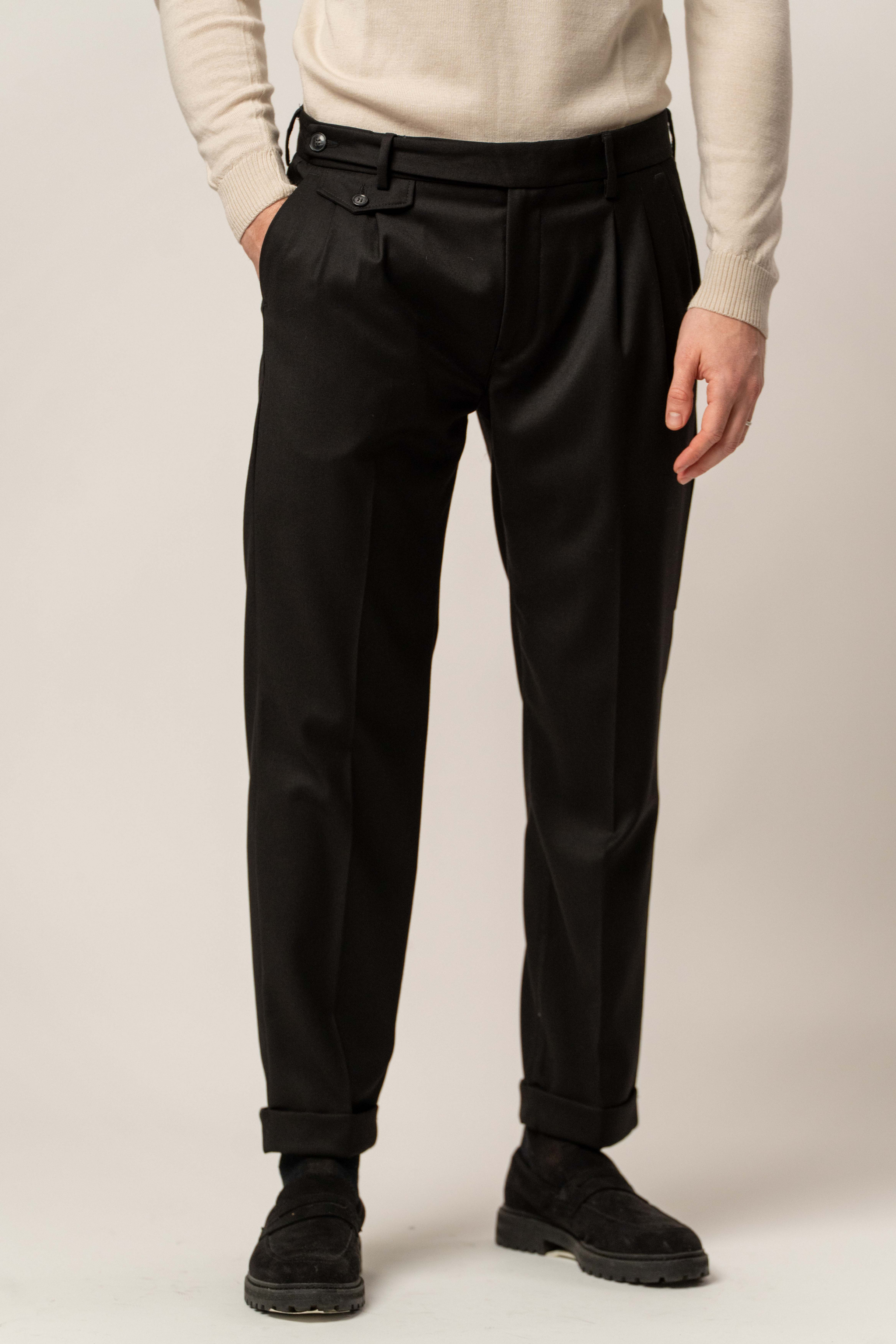 Pantalone gurkha con pence in misto lana sale e pepe – Karl Mommoo