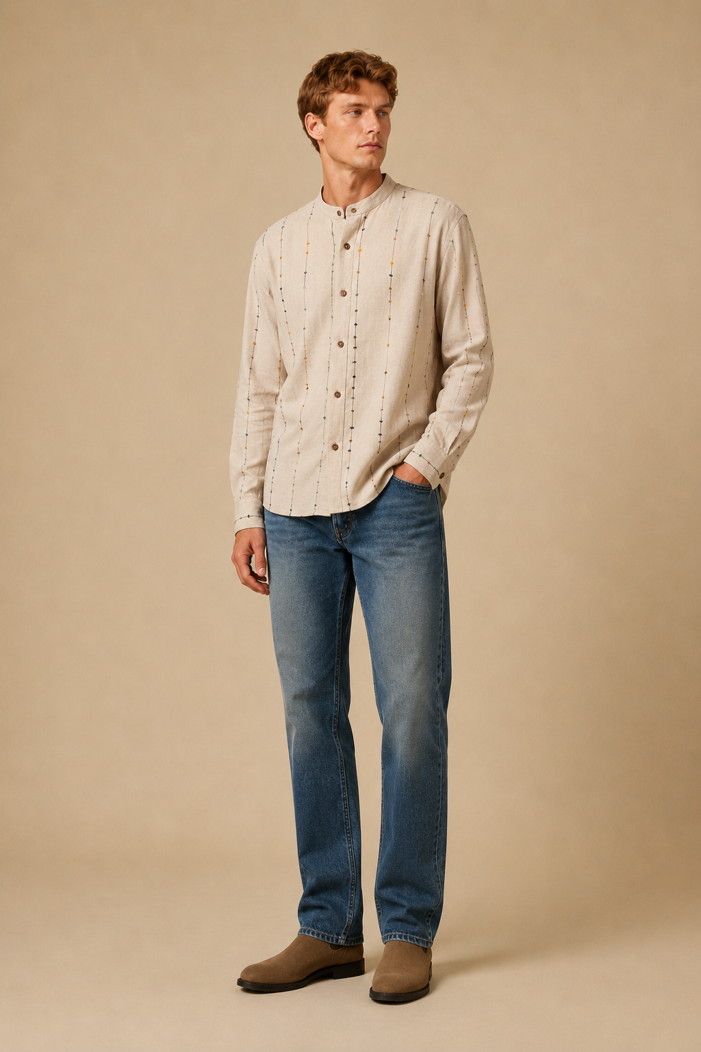 Camicia coreana ricamata