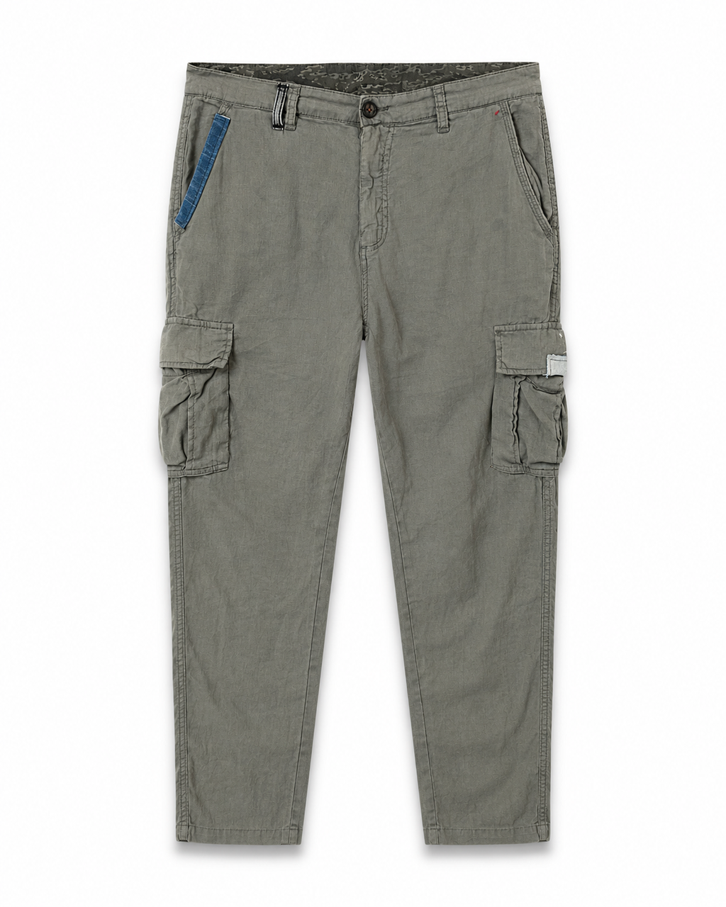 Pantalone cargo con inserti in denim