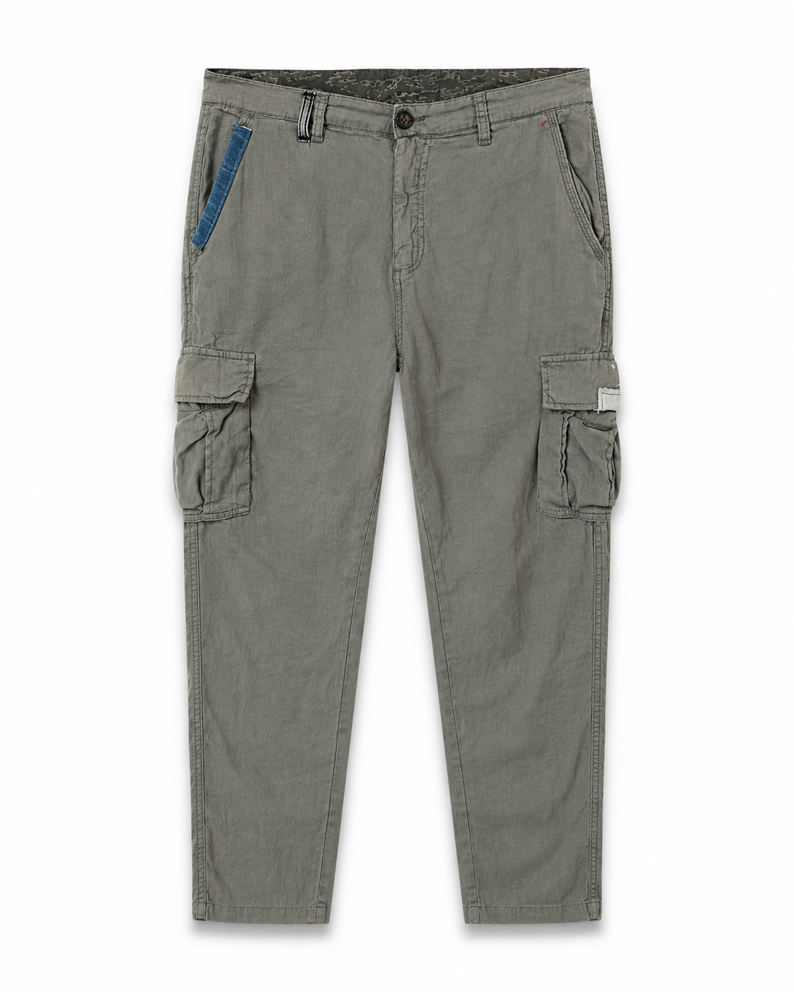 Pantalone cargo con inserti in denim